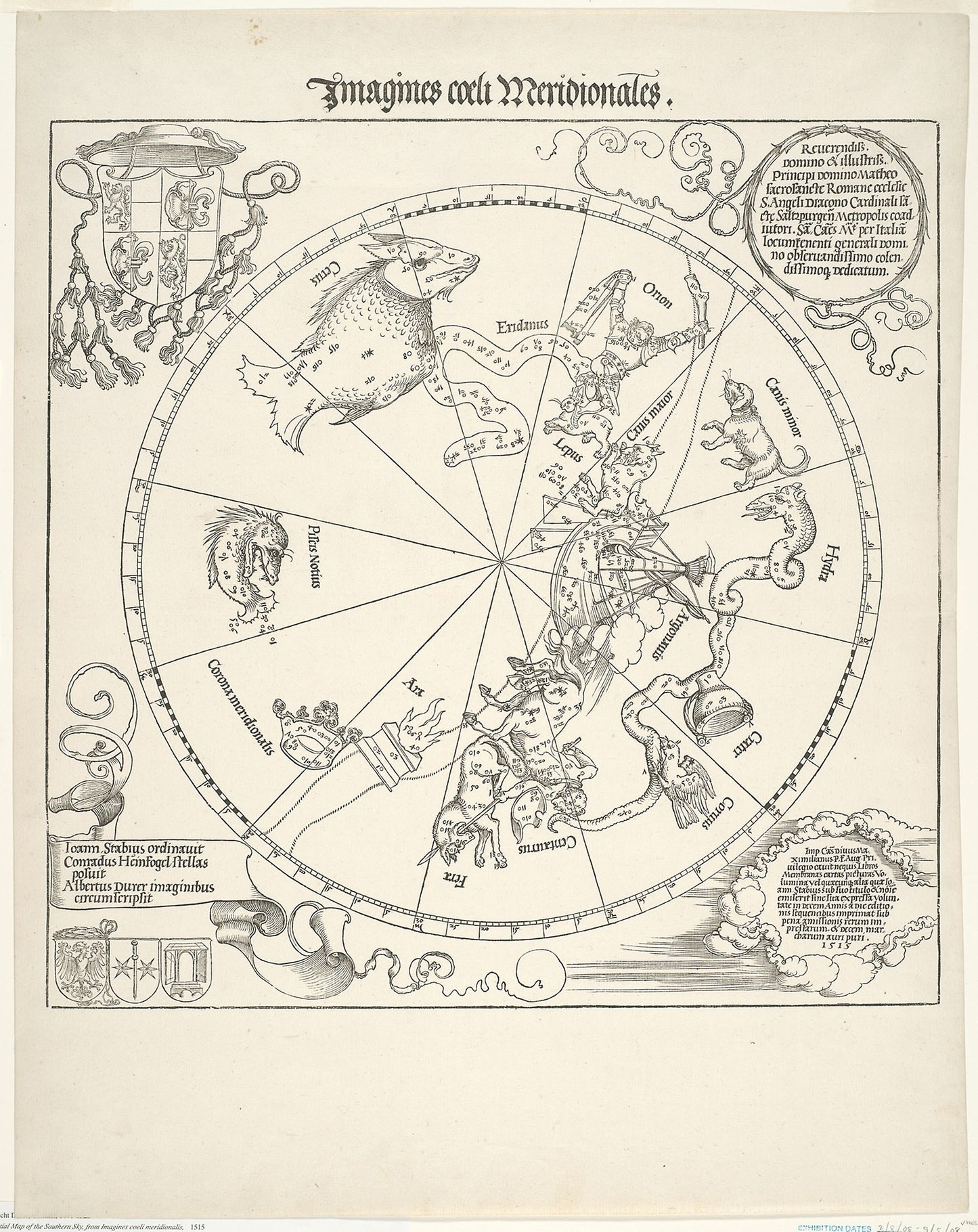 Celestial Map of the Southern Sky (Imagines coeli meridionalis) -  Albrecht Dürer,  Poster Print Wall Art