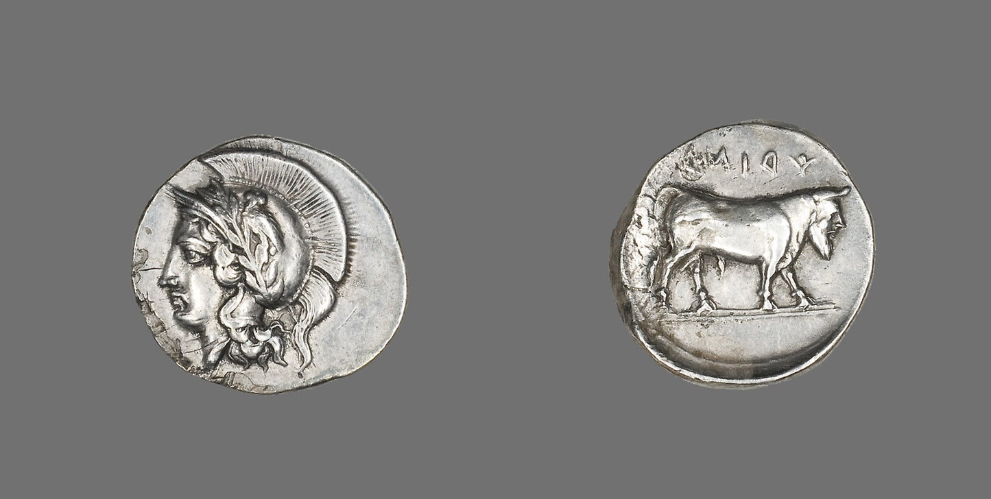 Didrachm (Coin) Depicting the Goddess Athena -  Greek,  Poster Print Wall Art