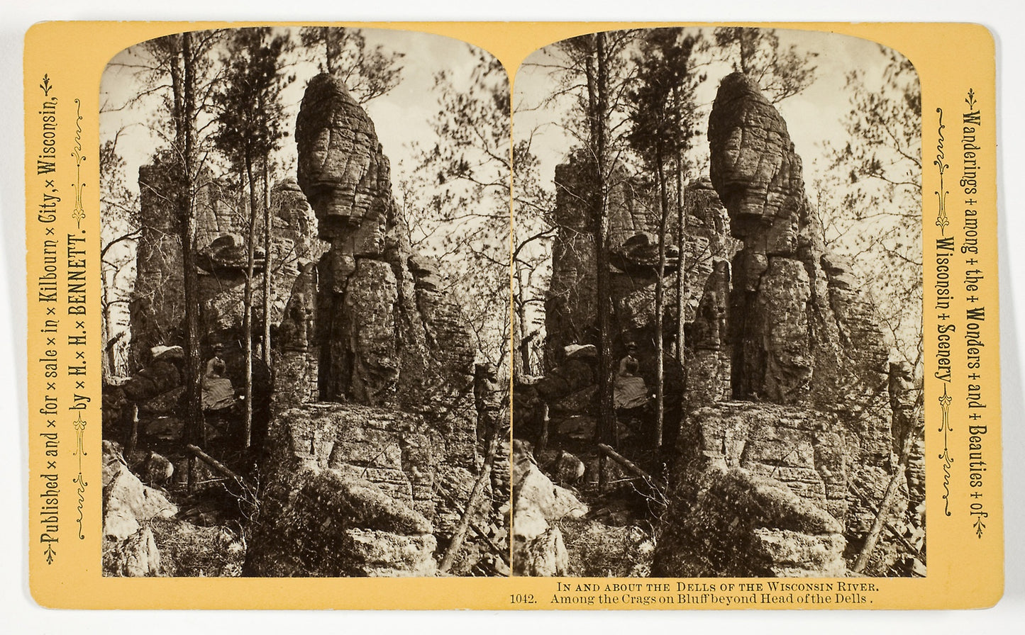 Among the Crags on Bluff beyond Head of the Dells -  Henry Hamilton Bennett,  Poster Print Wall Art