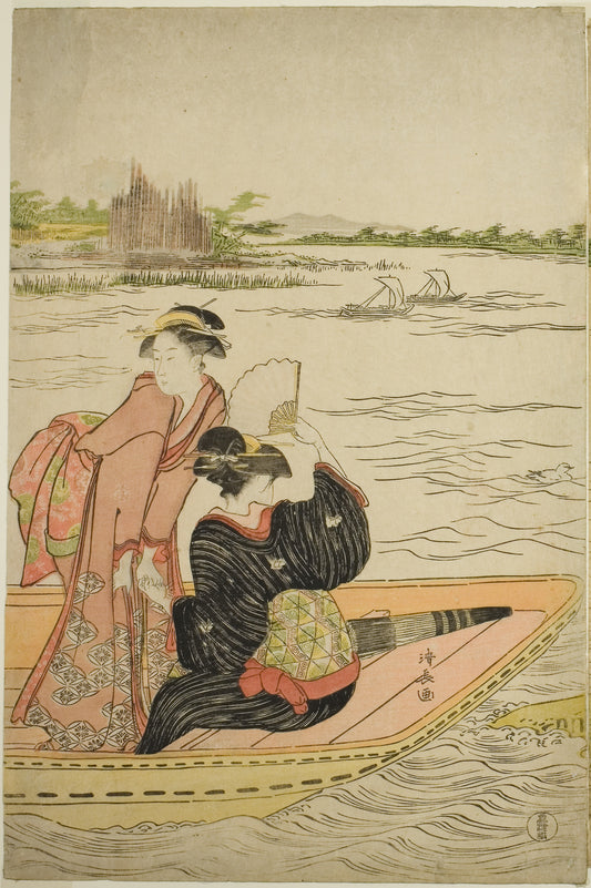 A Ferry on the Sumida River: Torii Kiyonaga,16x12"(A3) Poster