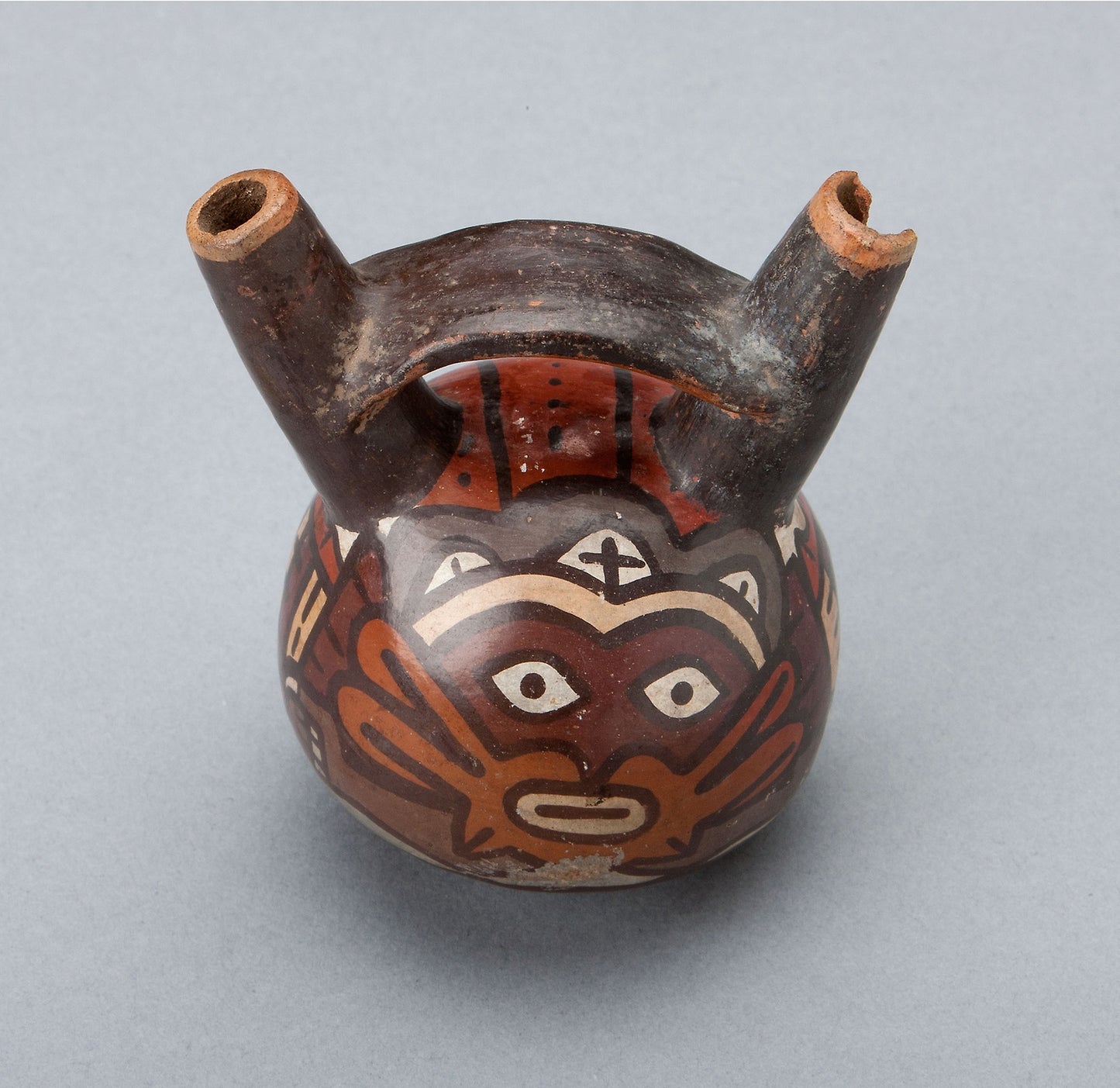Miniature Double Spout Vessel Depicting Masked Ritual Performer -  Nazca,  Poster Print Wall Art