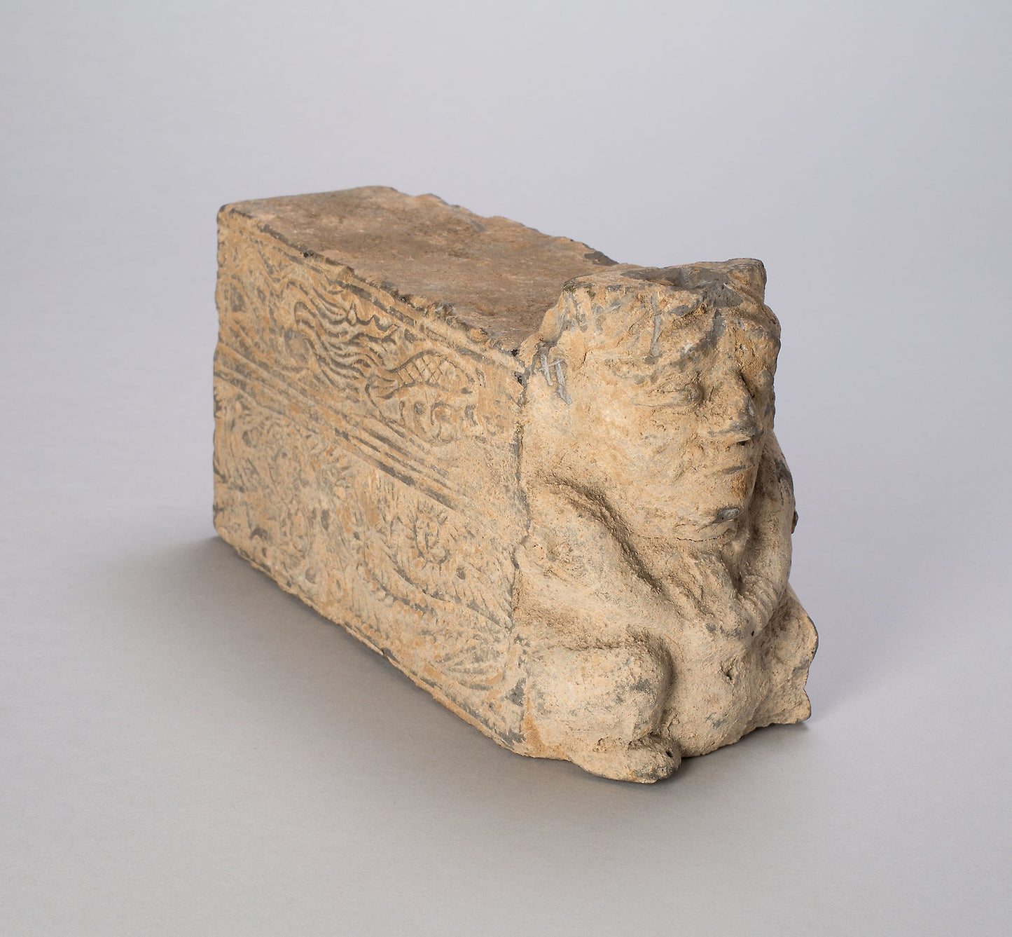Rectangular Tile with Squatting Figure, Dragons, and Phoenixes -  China,  Poster Print Wall Art