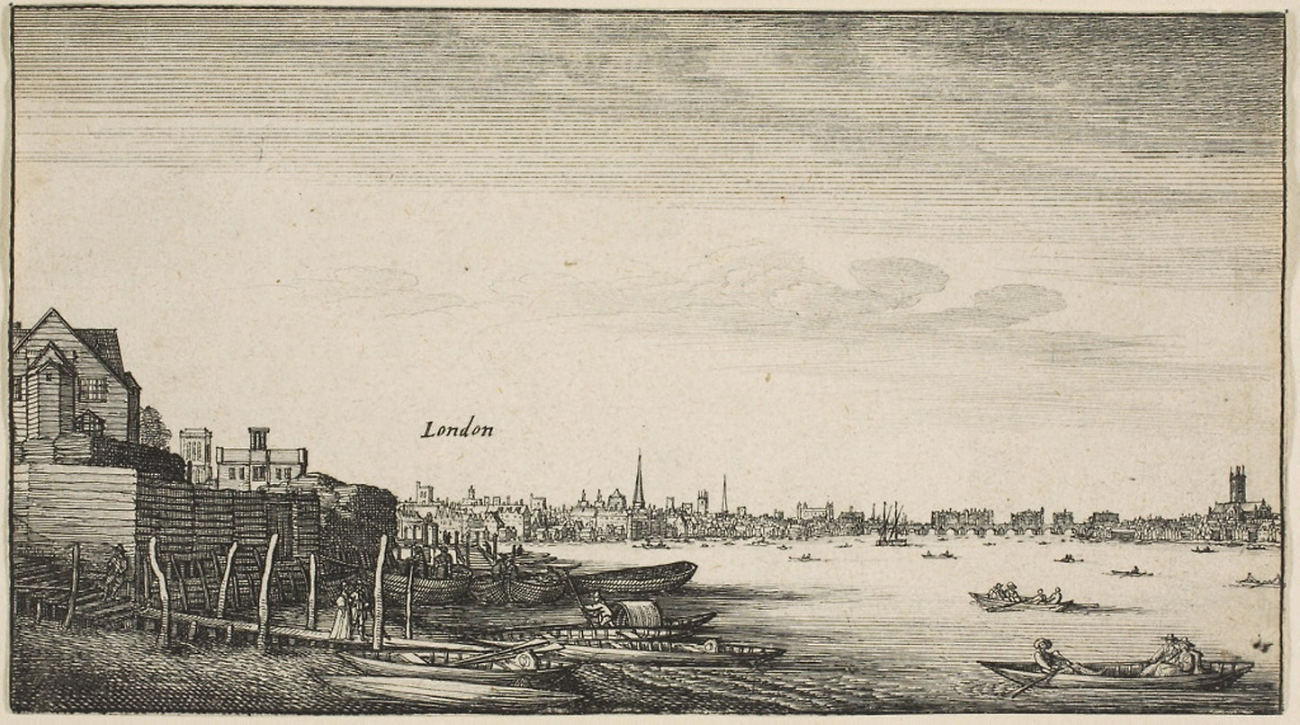 London Viewed from the Thames River at Milford Staris Below Arundel House -  Wenceslaus Hollar,  Poster Print Wall Art