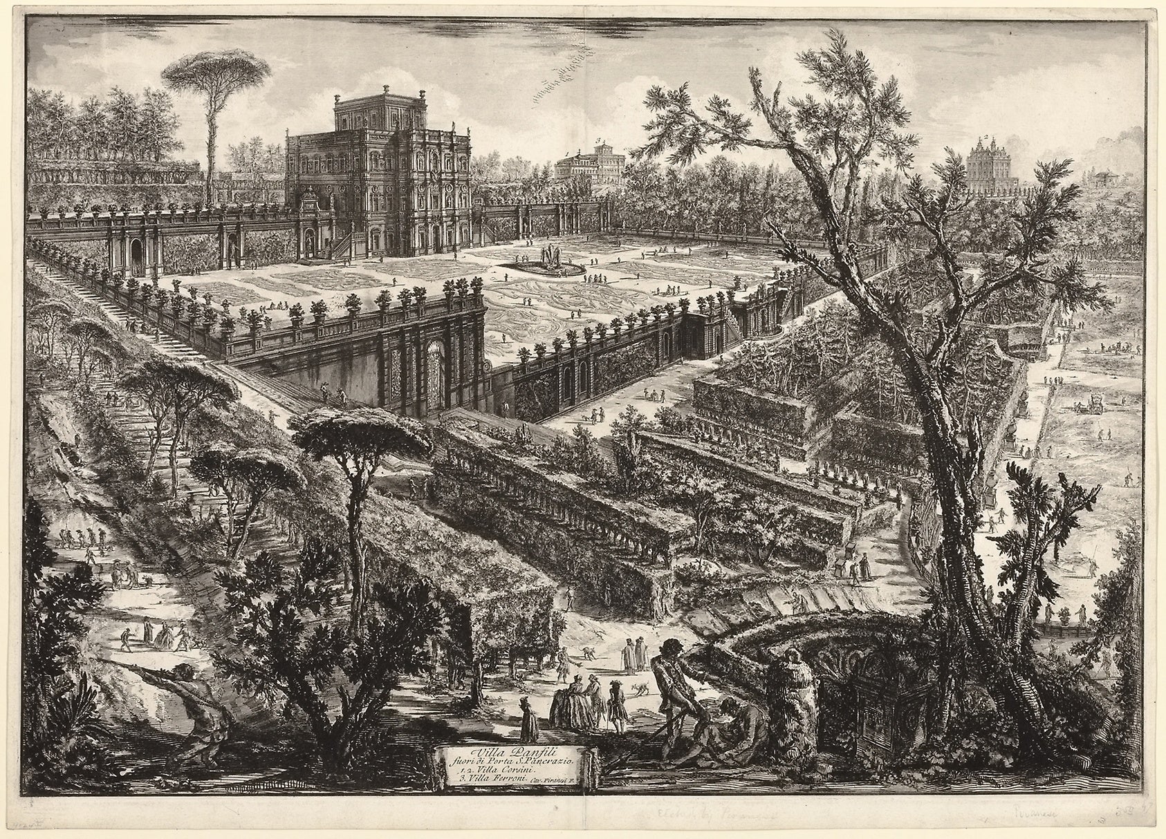 Villa Pamphili outside Porta S. Pancrazio, from Views of Rome: Giovanni Battista Piranesi (Italian, 1720-1778),16x12"(A3) Poster