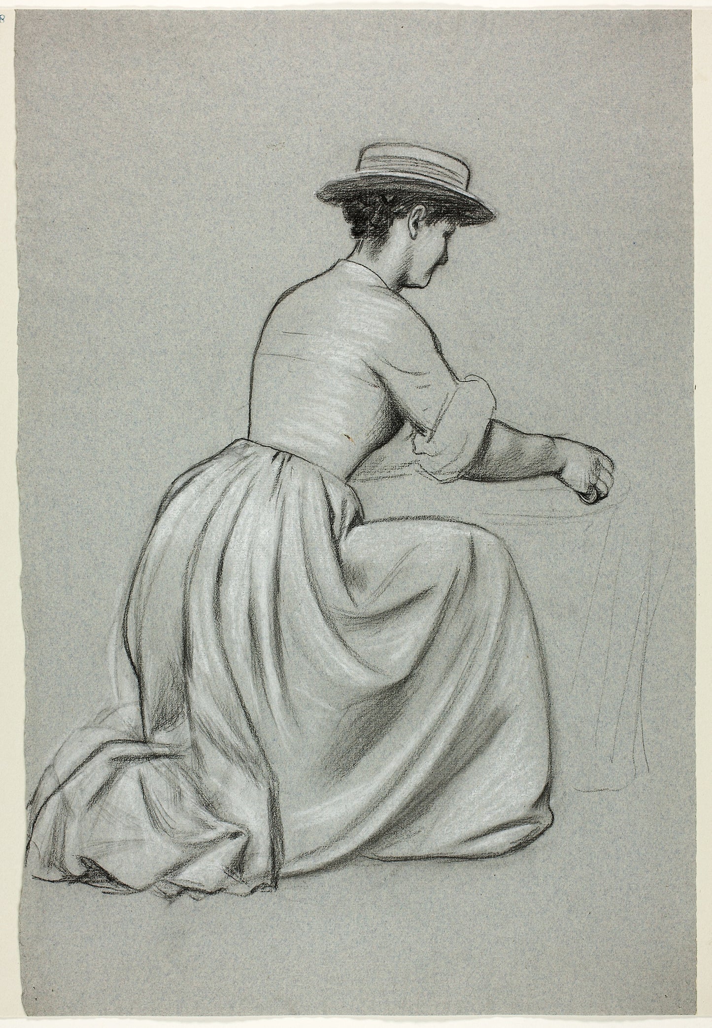Kneeling Woman with Straw Hat -  Henry Stacy Marks,  Poster Print Wall Art