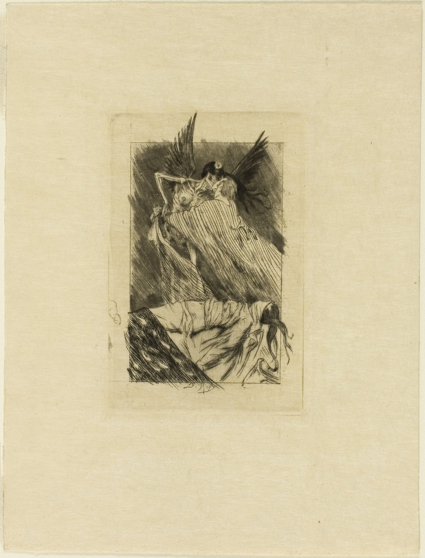 Frontispiece to Les baisers morts -  Félicien Rops,  Poster Print Wall Art