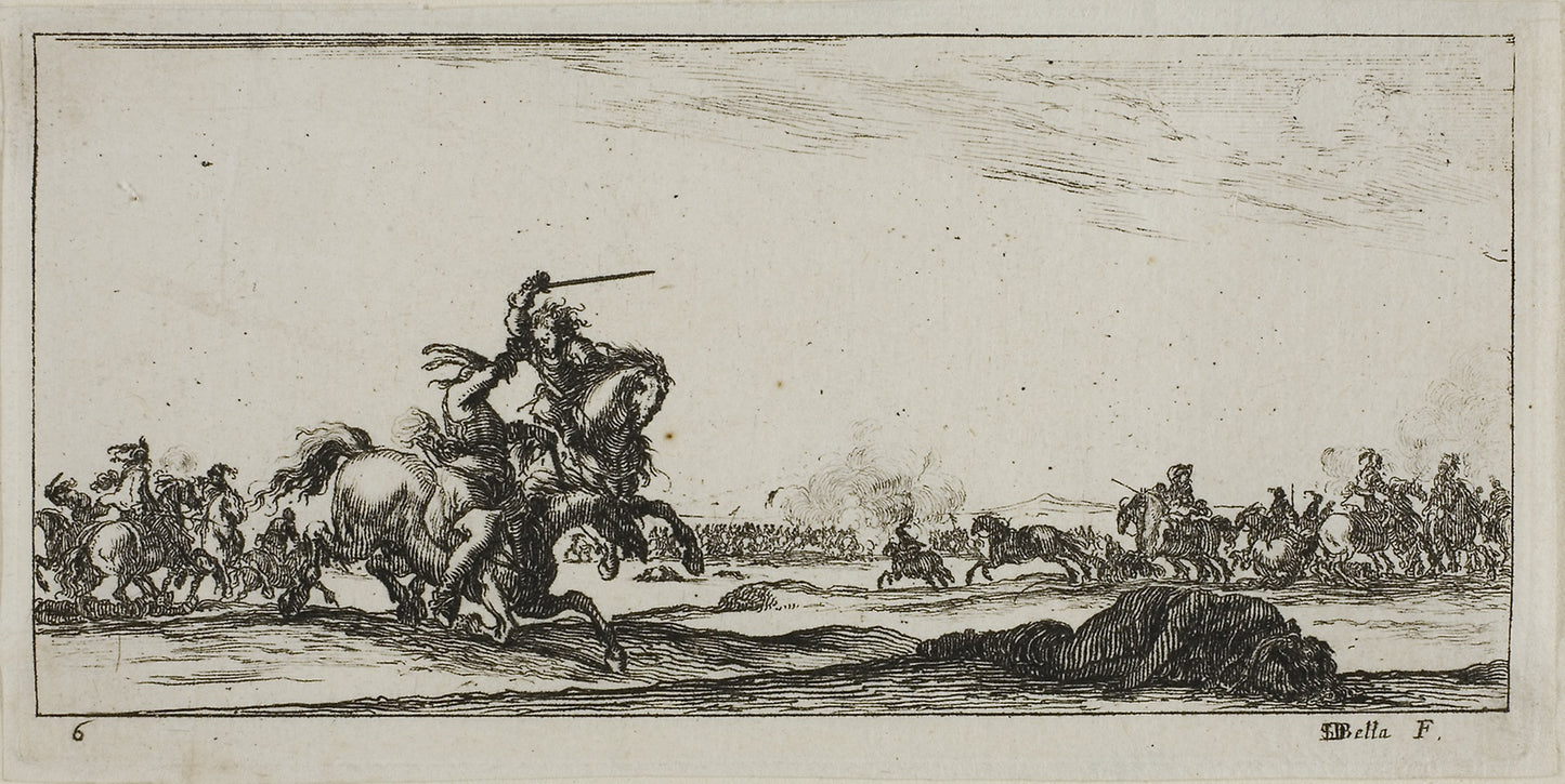 Plate Six from Drawings of Several Movements -  Soldiers -  Stefano della Bella,  Poster Print Wall Art