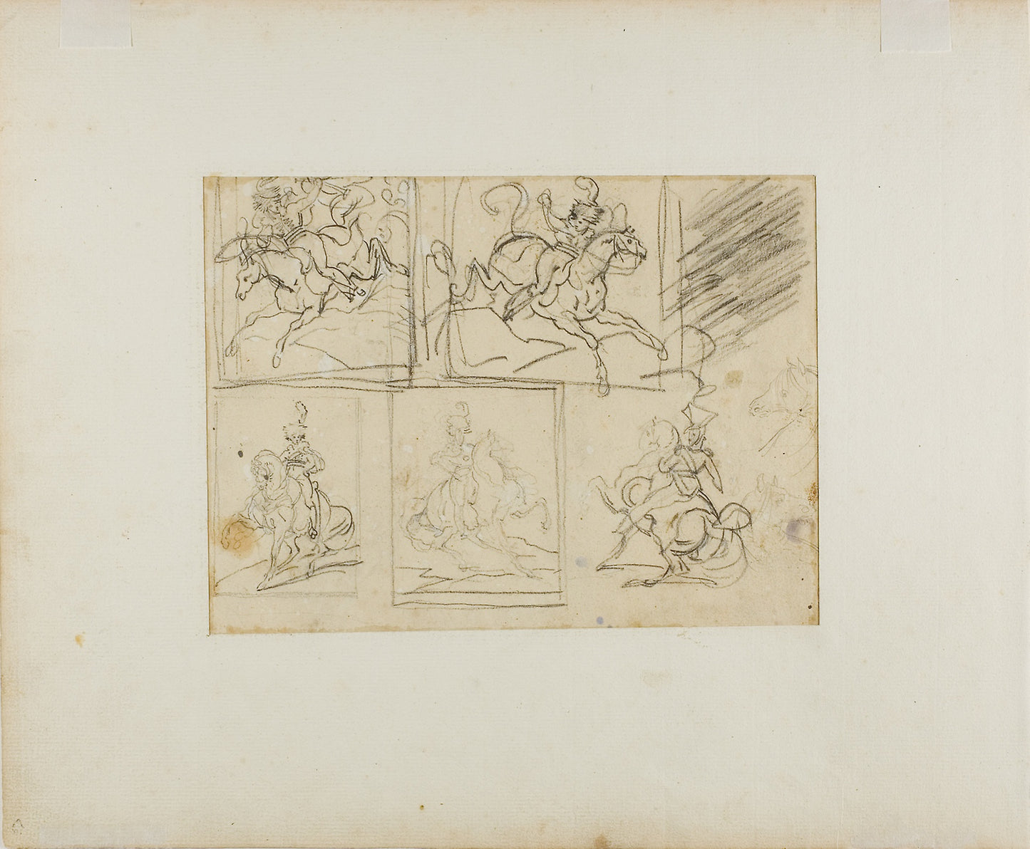 Four Sketches of a Mounted Trumpeter, and a Polish Lancer -  Jean Louis André Théodore Géricault,  Poster Print Wall Art