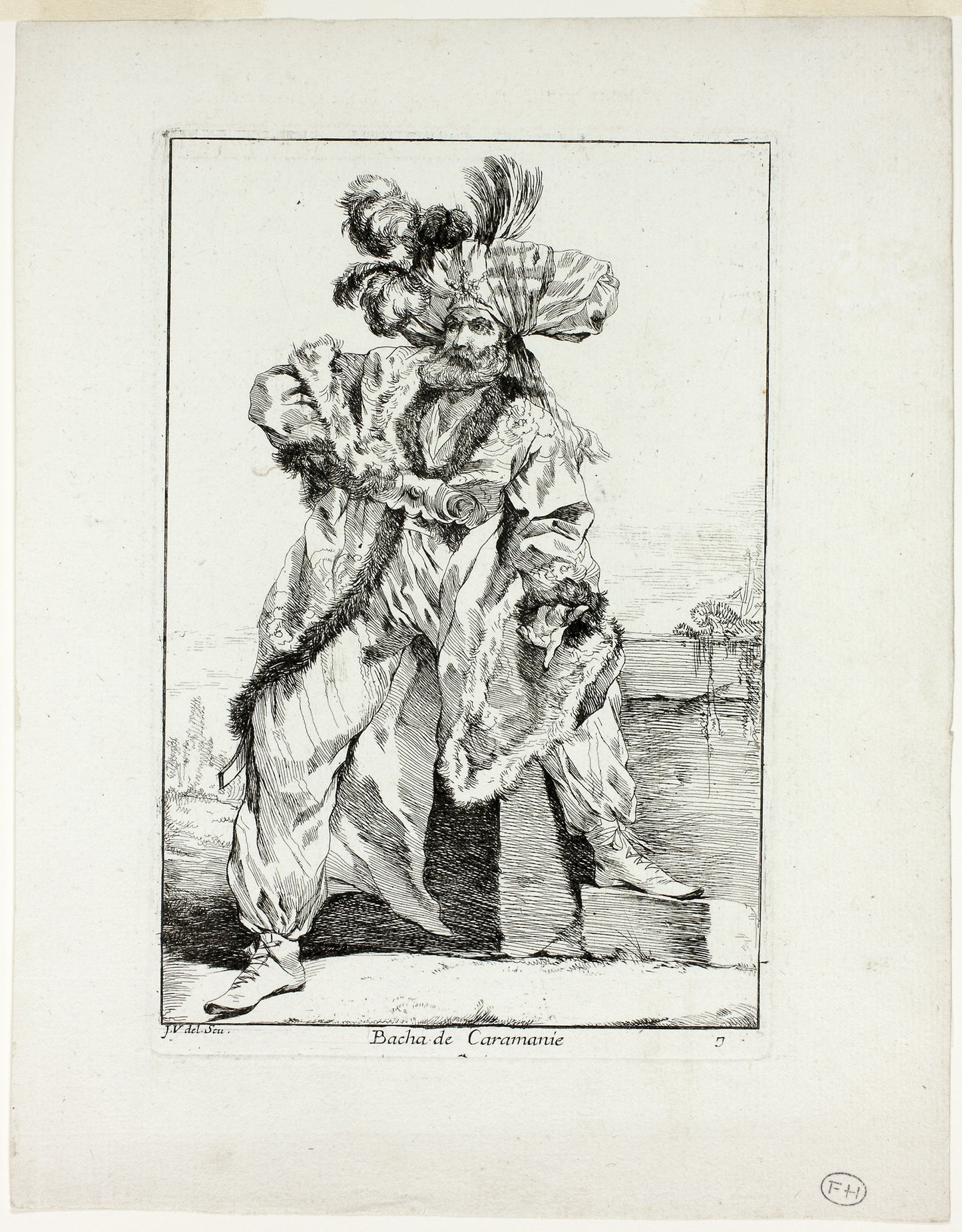 Bacha de Caramanie, plate seven from Caravanne du Sultan à la Mecque -  Joseph Marie Vien,  Poster Print Wall Art