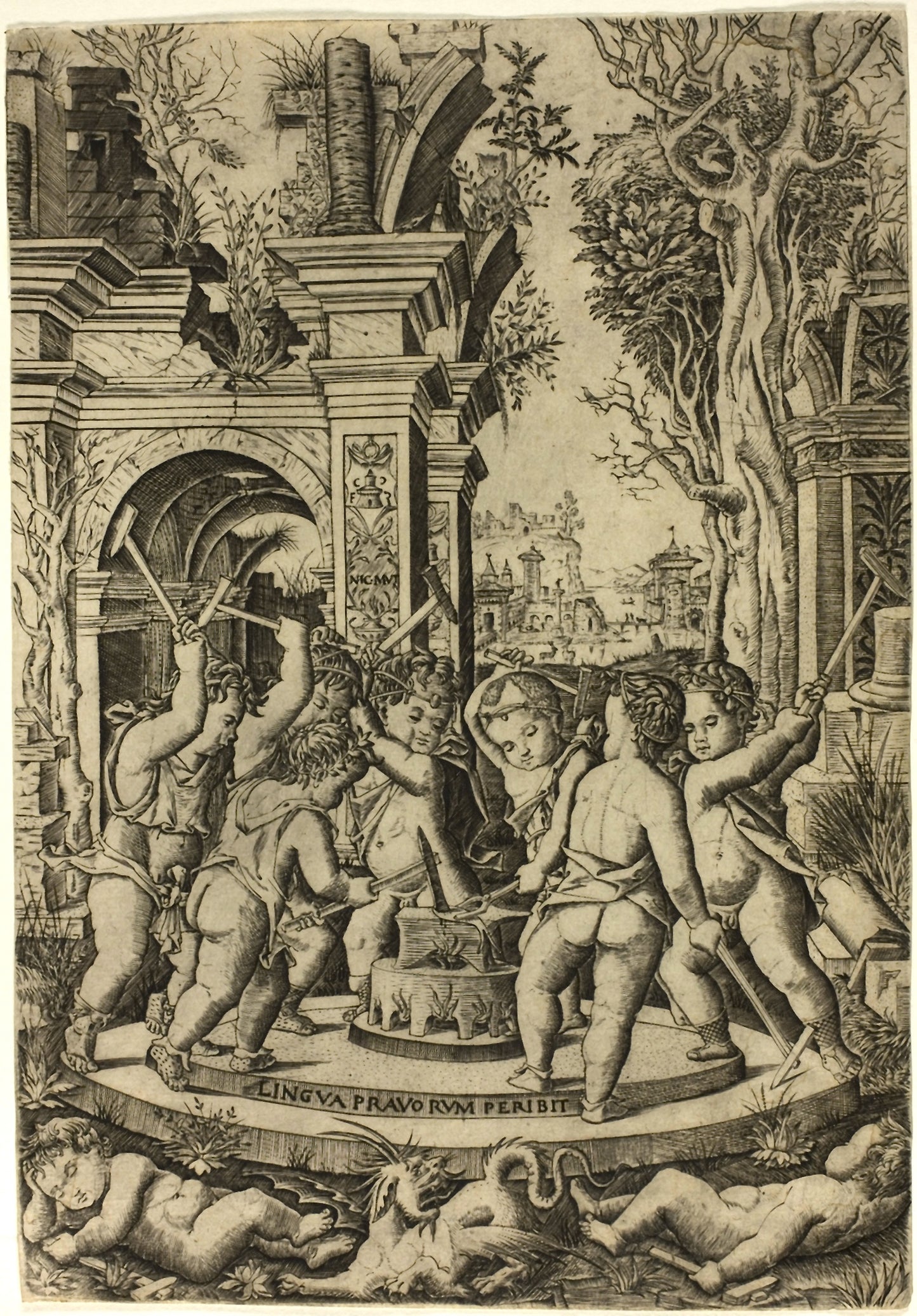 Fate of the Evil Tongue -  Nicoletto da Modena,  Poster Print Wall Art