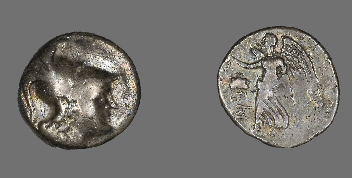 Tetradrachm (Coin) Depicting the Goddess Athena -  Roman,  Poster Print Wall Art