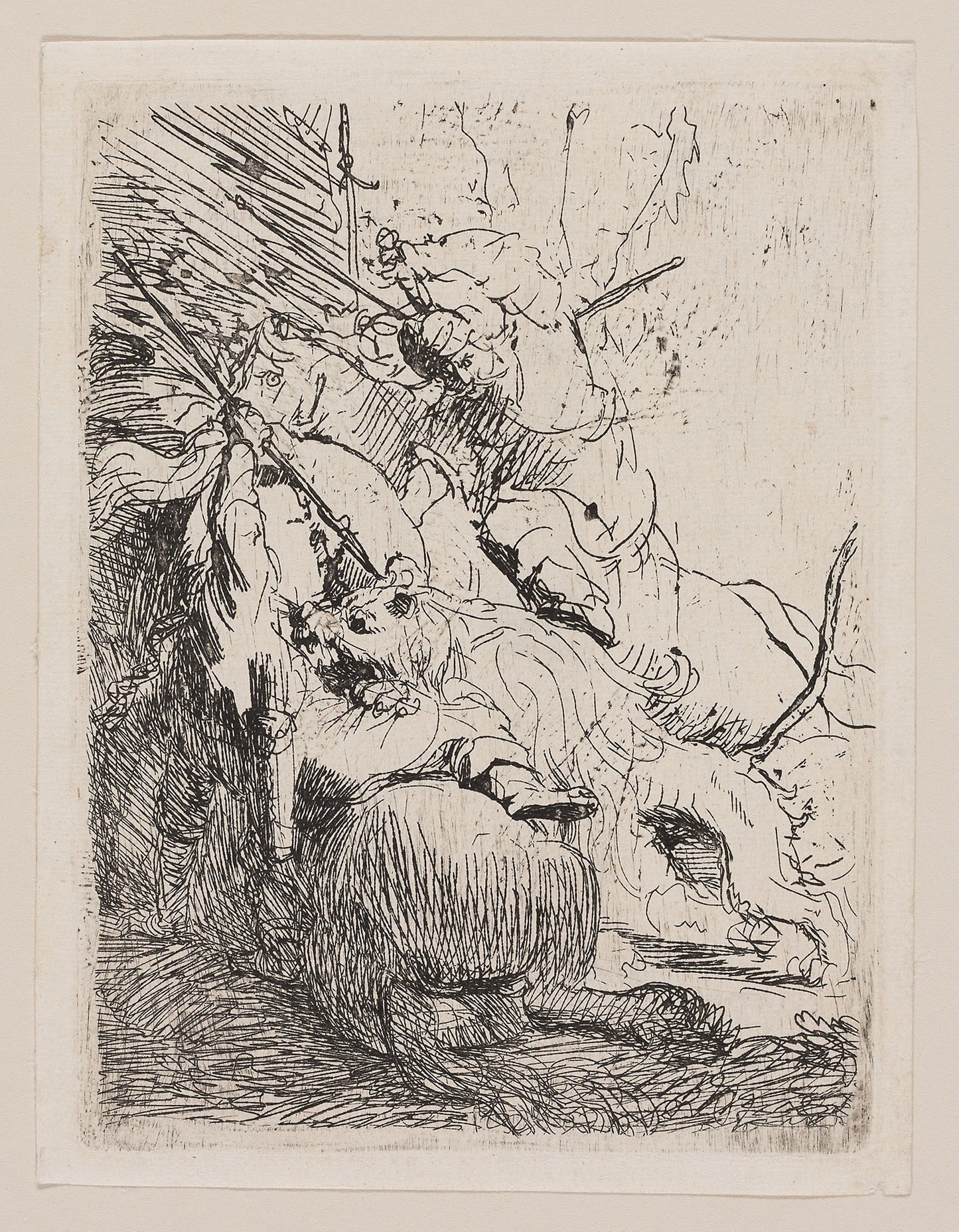 The Small Lion Hunt (With One Lion) -  Rembrandt van Rijn,  Poster Print Wall Art