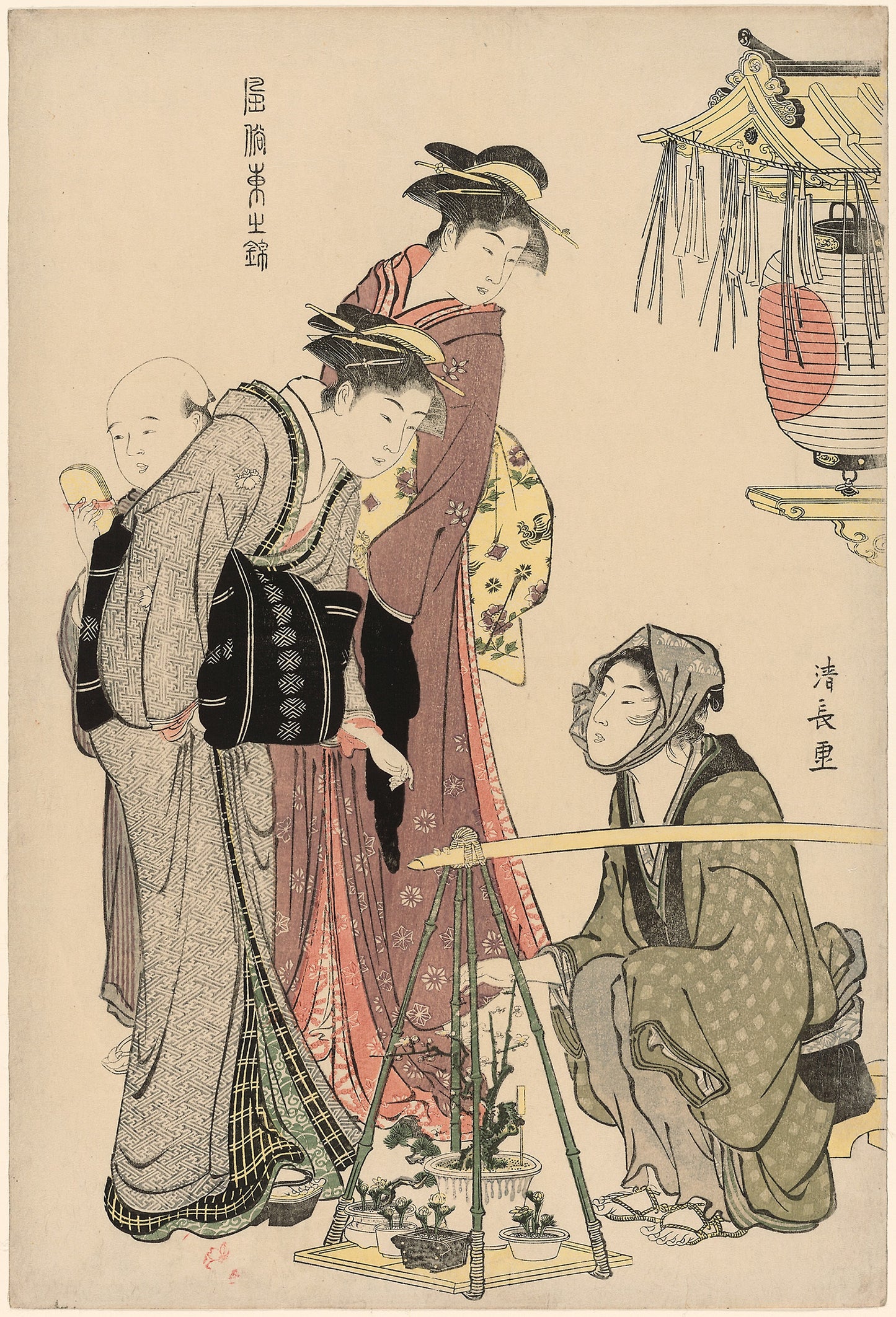 Buying Potted Plants, from the series "A Brocade of Eastern Manners (Fuzoku Azuma no nishiki)" -  Torii Kiyonaga,  Poster Print Wall Art