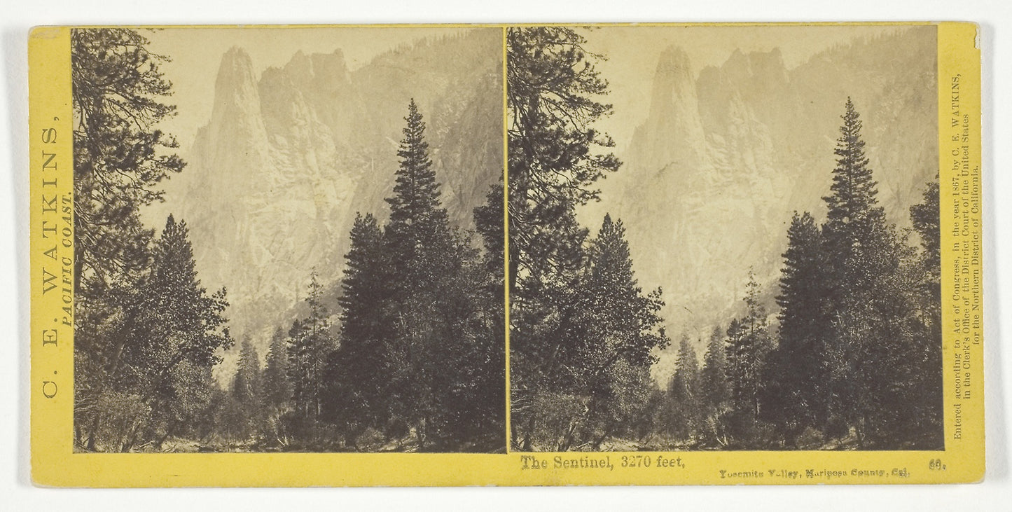 The Sentinel, 3270 feet, Yosemite Valley, Mariposa County, Cal. -  Carleton Watkins,  Poster Print Wall Art