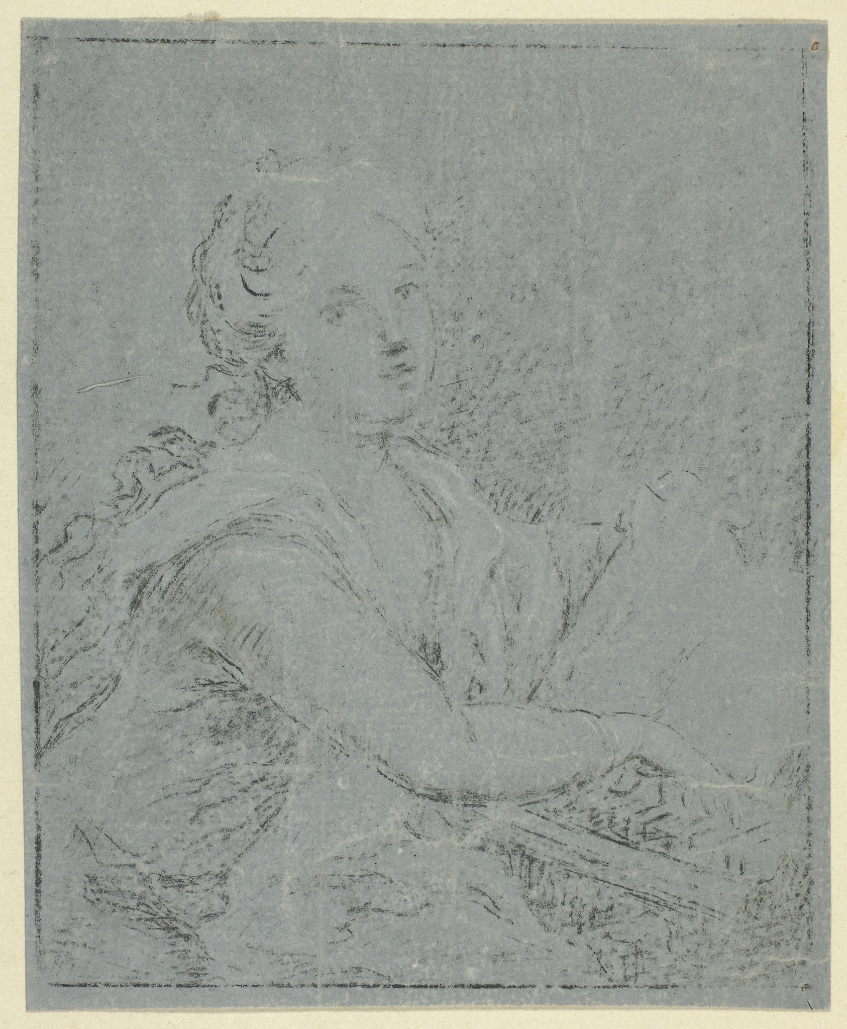 Woman at Spinet: Attributed to Angelica Kauffmann,16x12"(A3) Poster