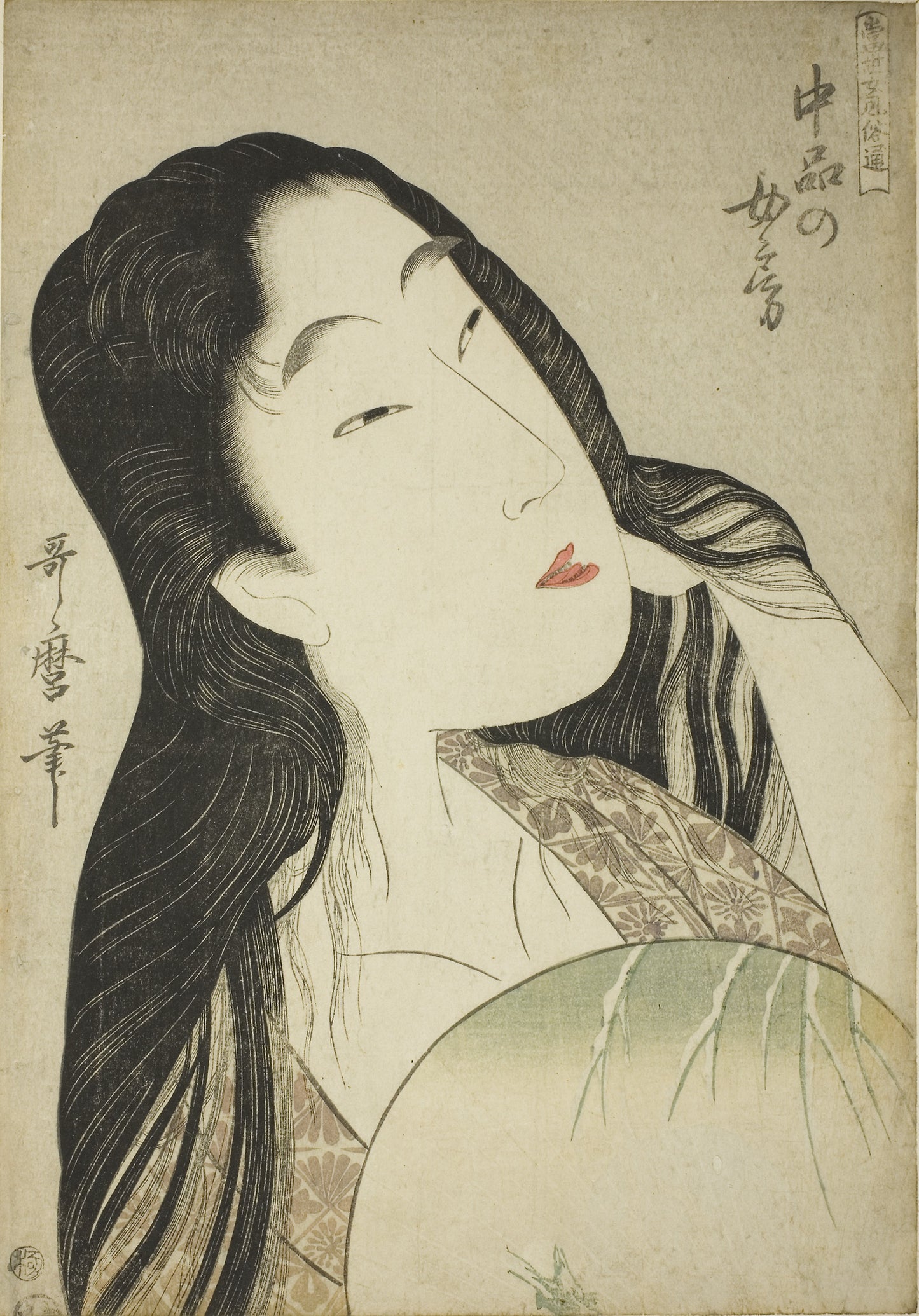 A Wife of the Middle Rank (Chubon no nyobo), from the series "A Guide to Women's Contemporary Styles (Tosei onna fuzoku tsu)" -  Kitagawa Utamaro ??? ??,  Poster Print Wall Art