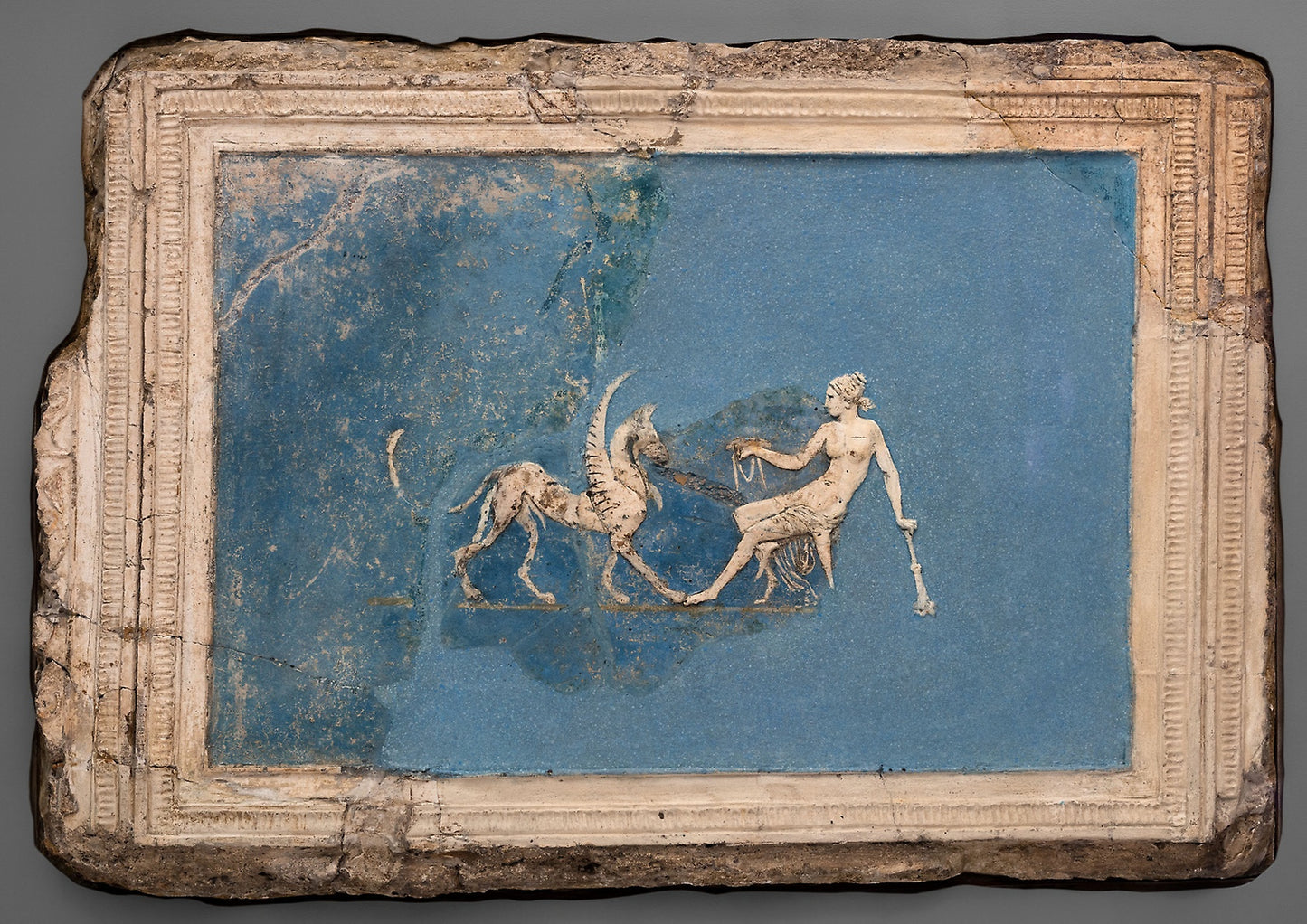 Relief Fragments Depicting a Seated Woman and a Griffin -  Roman,  Poster Print Wall Art
