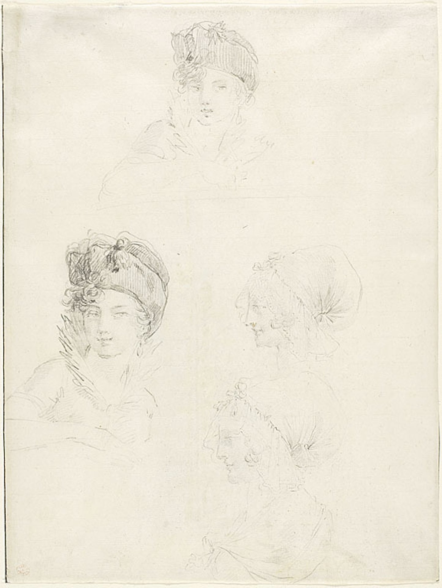 Four Sketches of Two Women -  Jean Baptiste Joseph Wicar,  Poster Print Wall Art