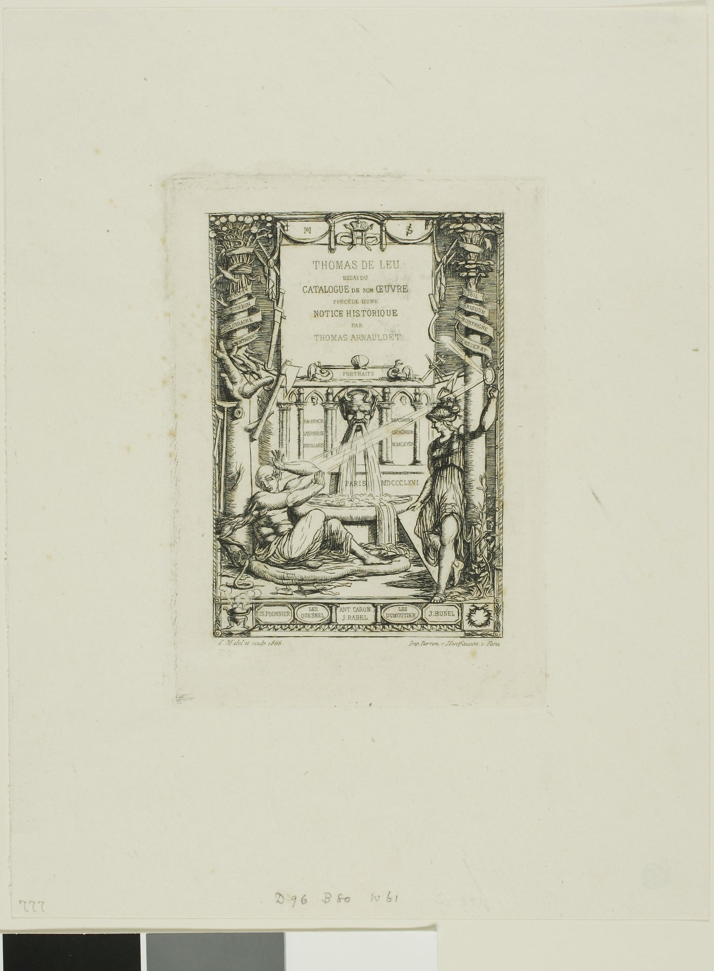 Frontispiece for the Catalogue of the Work of Thomas De Leu -  Charles Meryon (French, 1821-1868),  Poster Print Wall Art