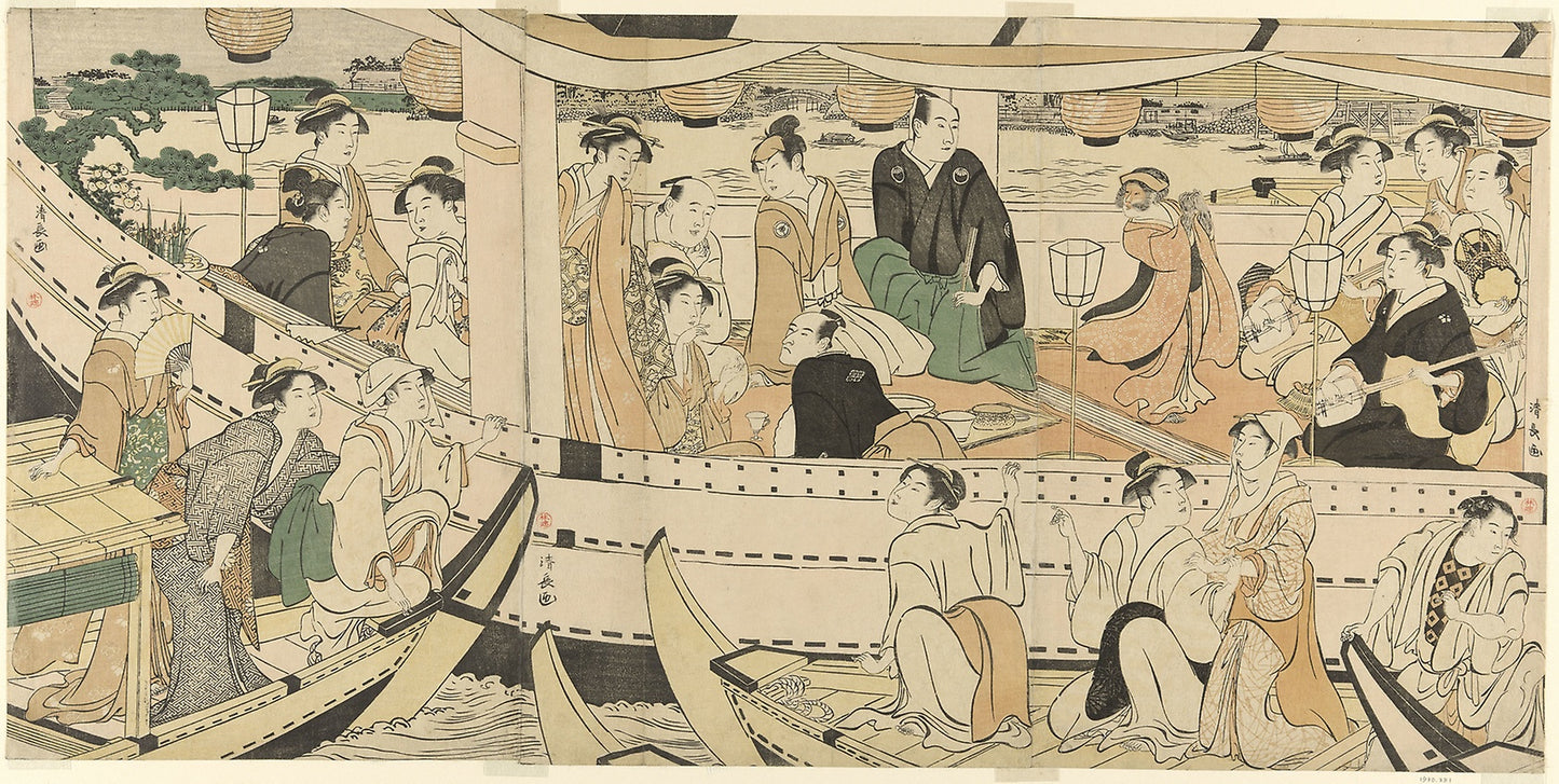 An Actors' Boating Party on the Sumida River -  Torii Kiyonaga,  Poster Print Wall Art