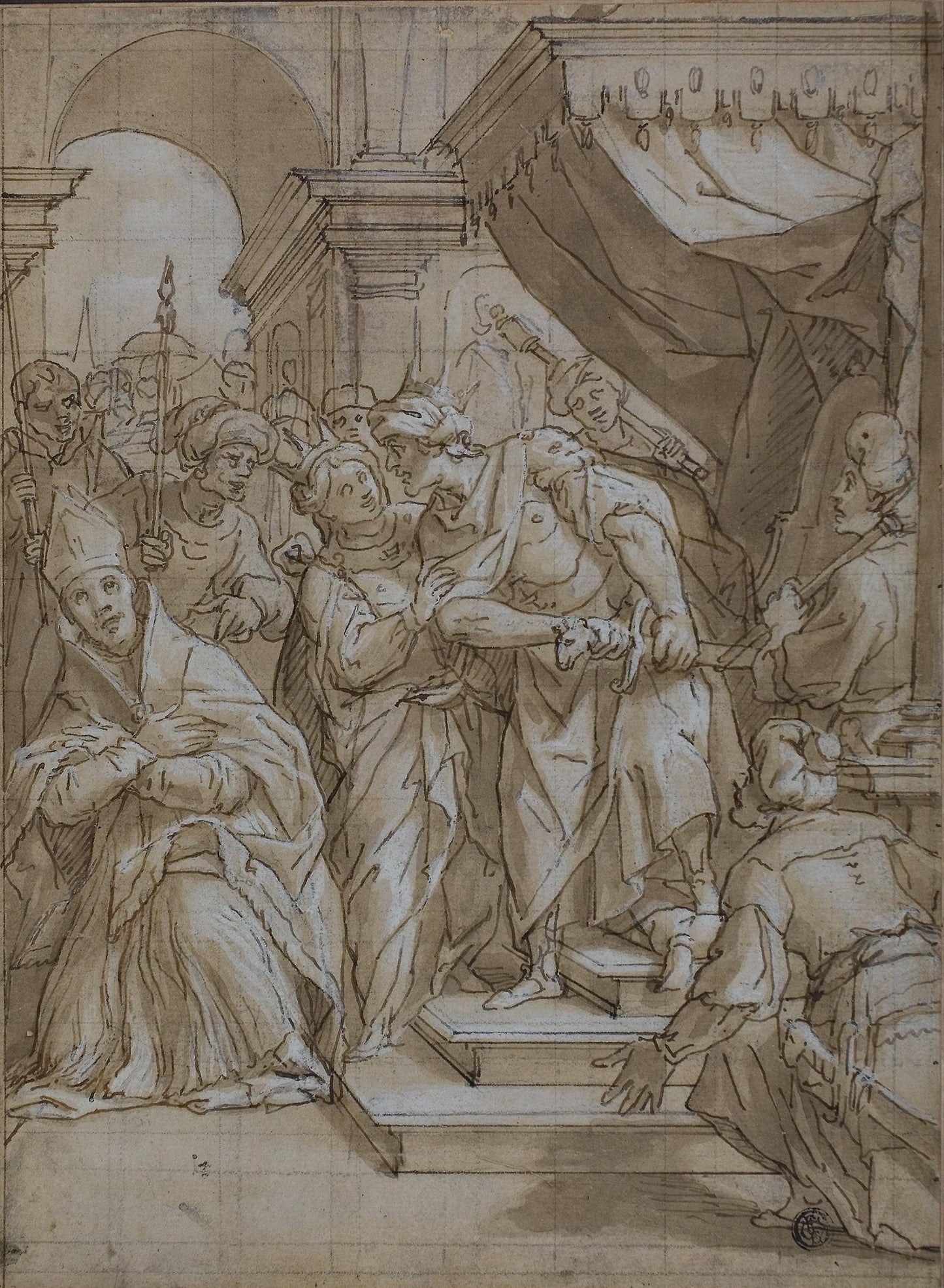 Queen Intervening to Spare the Life of a Bishop Saint -  Lazzaro Tavarone,  Poster Print Wall Art