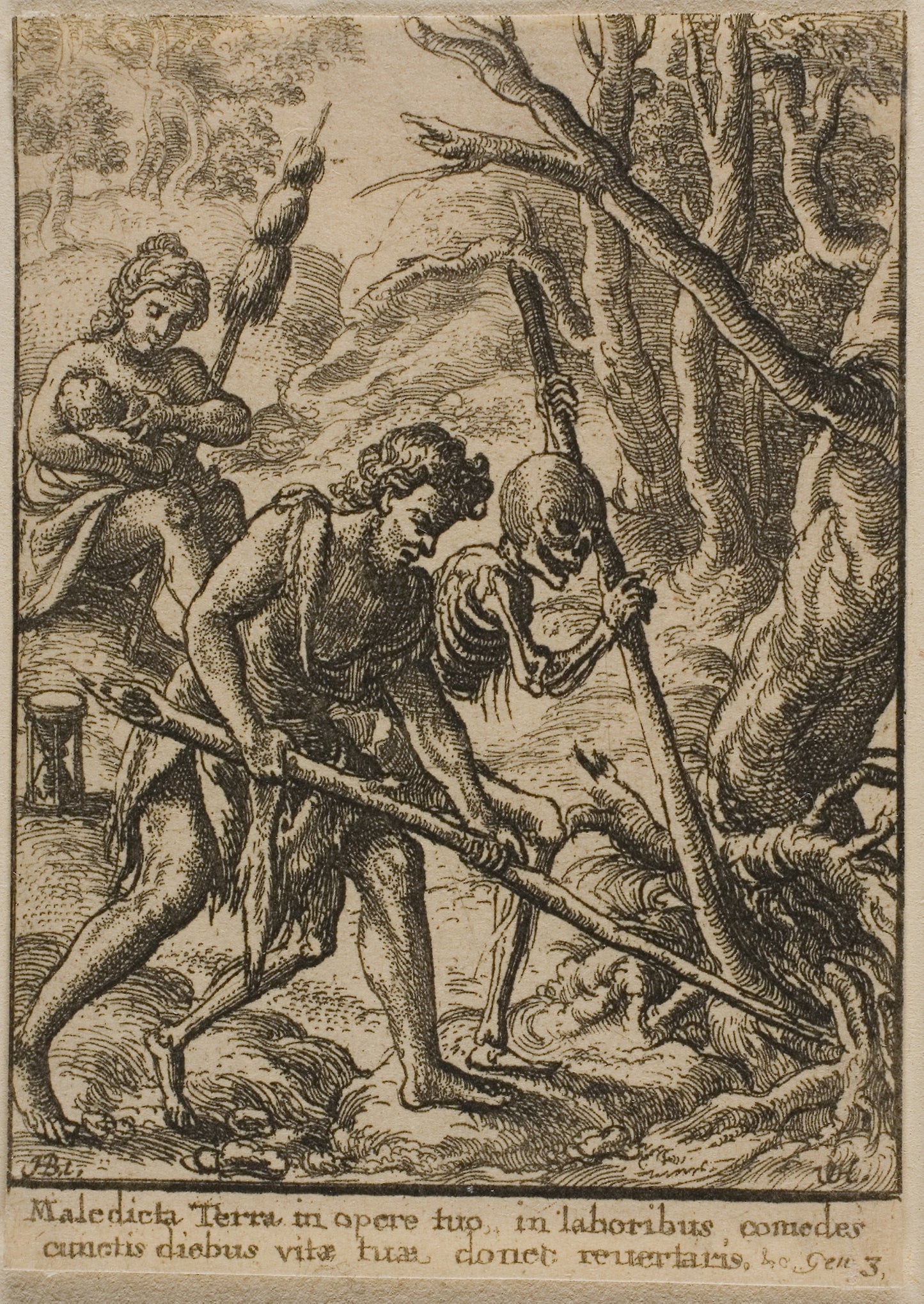 Adam Ploughing -  Wenceslaus Hollar (Czech, 1607-1677),  Poster Print Wall Art