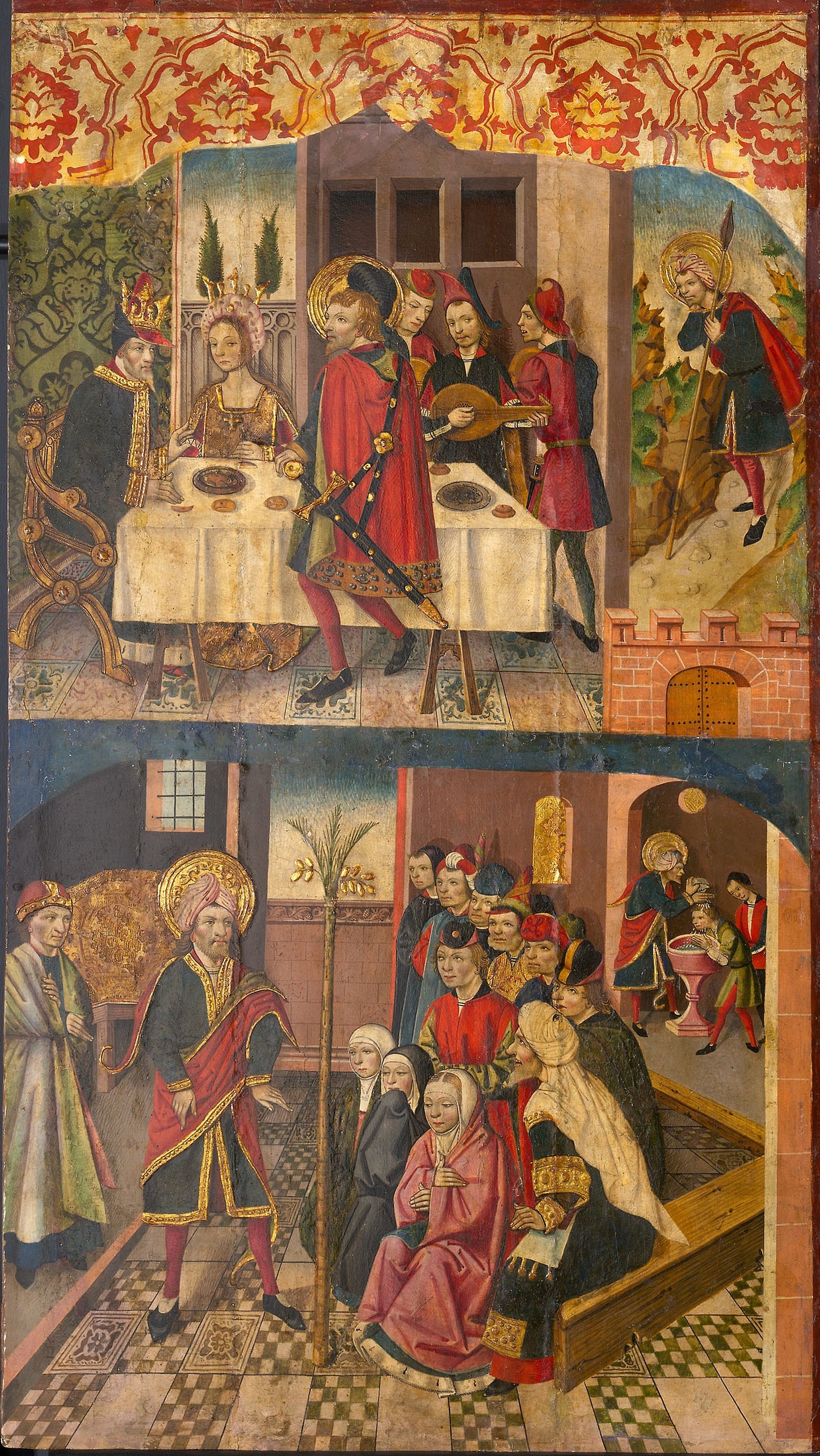 Saint Christopher Taking Leave of the King Who Feared Satan; Saint Christopher and His Converts -  Martín de Soria,  Poster Print Wall Art