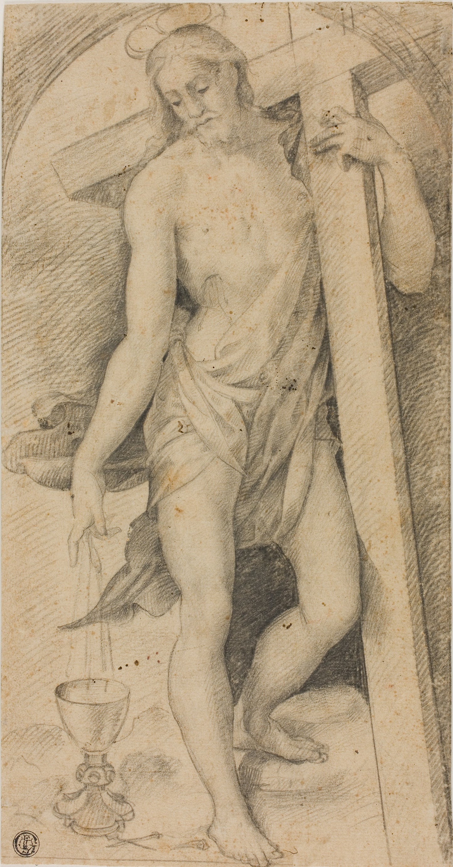 Christ with the Cross -  Circle of Rosso Fiorentino,  Poster Print Wall Art