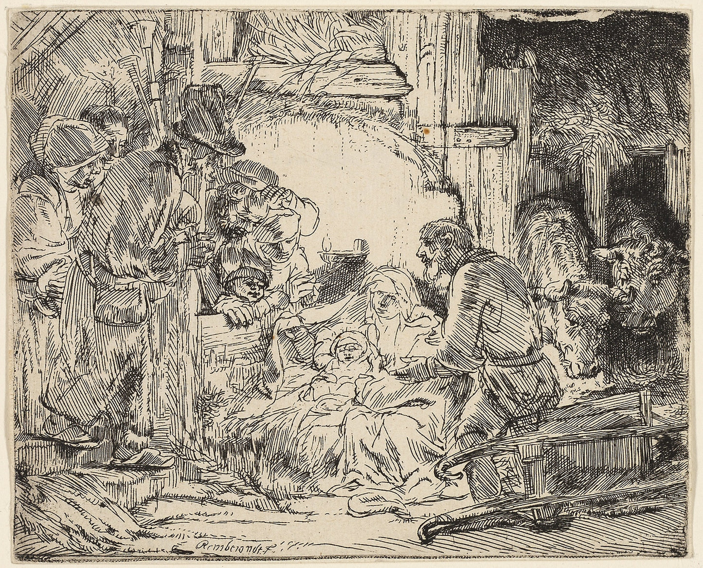 The Adoration of the Shepherds -  With the Lamp -  Rembrandt van Rijn,  Poster Print Wall Art