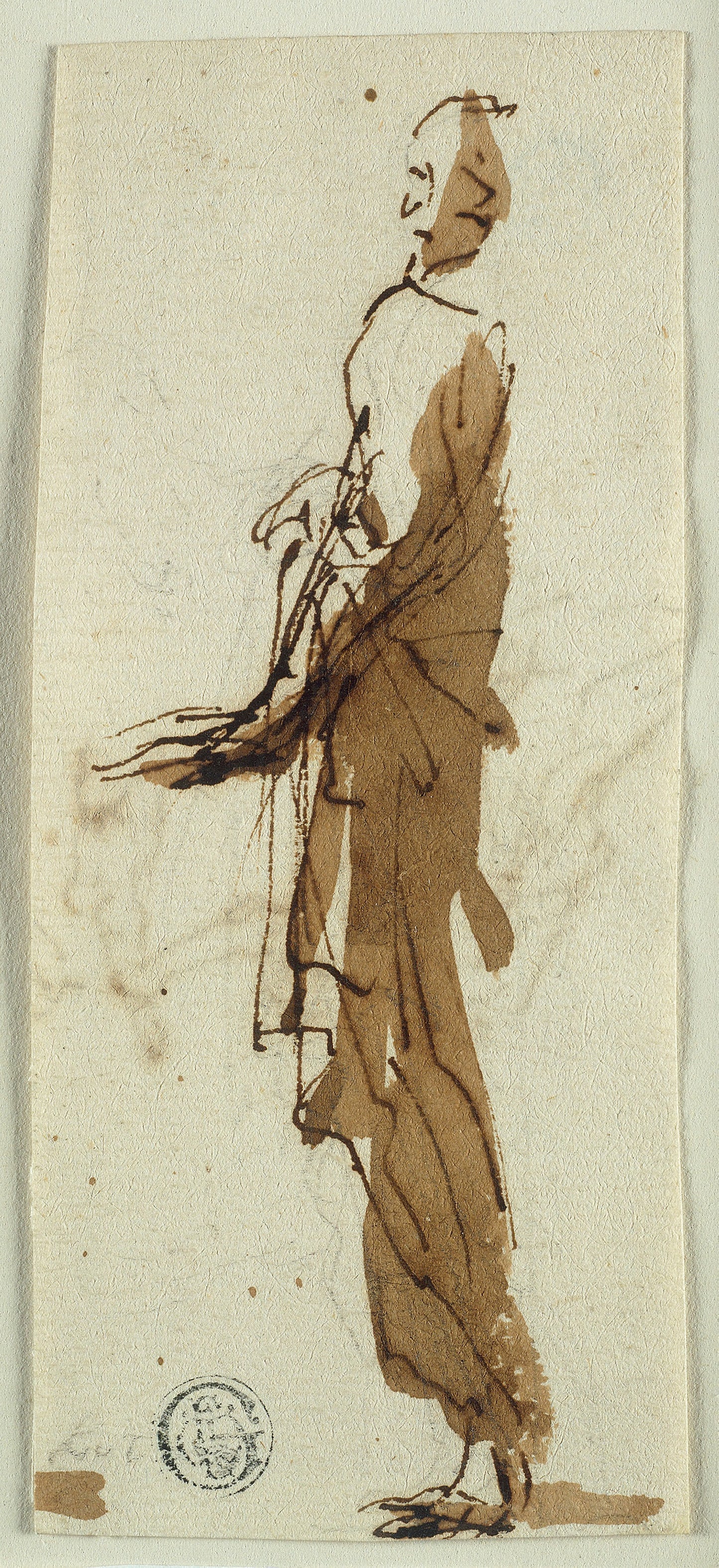 Standing Draped Figure in Profile (recto); Massacre of the Innocents (verso) -  Attributed to Salvator Rosa,  Poster Print Wall Art