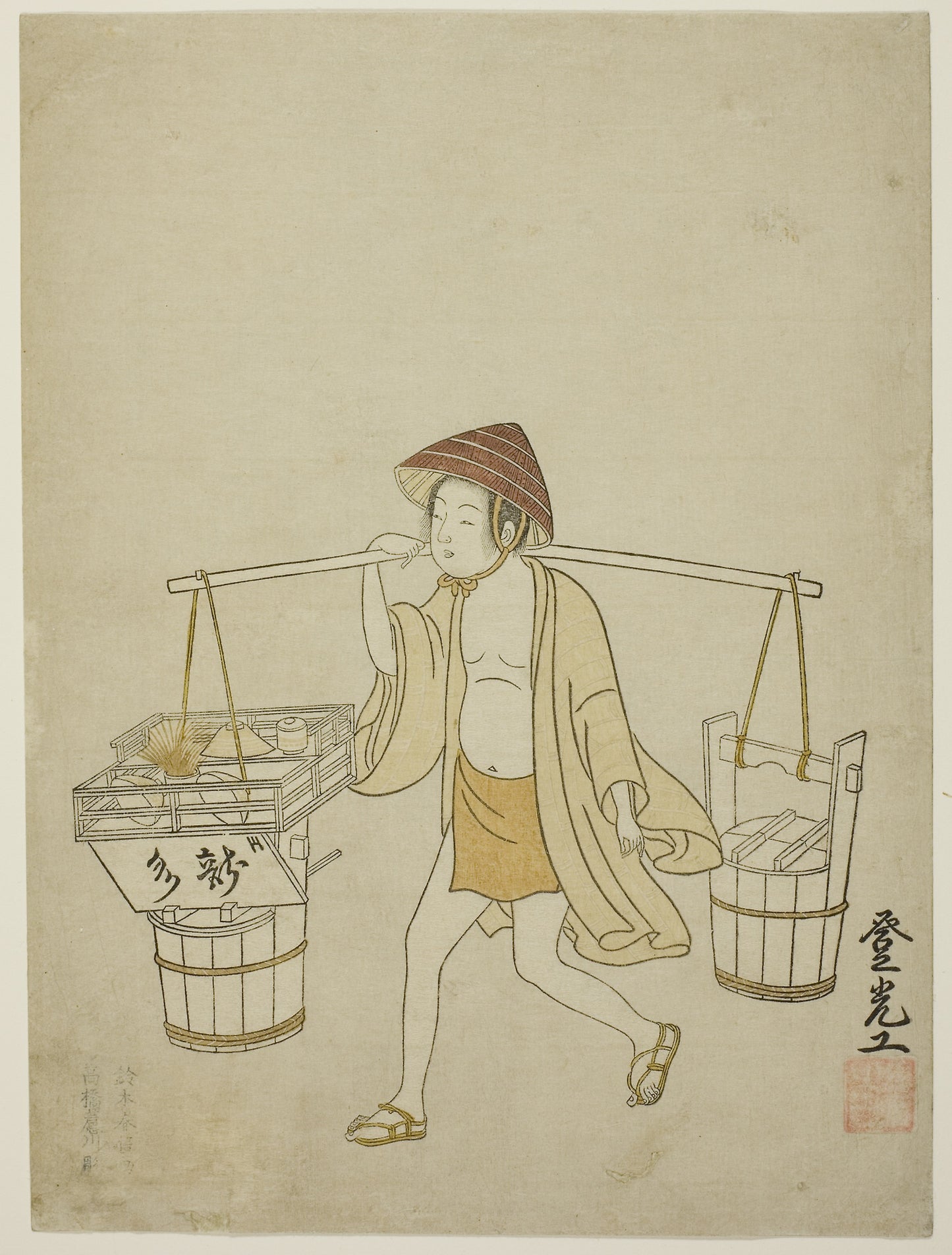 A water vendor -  Suzuki Harunobu ?? ??,  Poster Print Wall Art