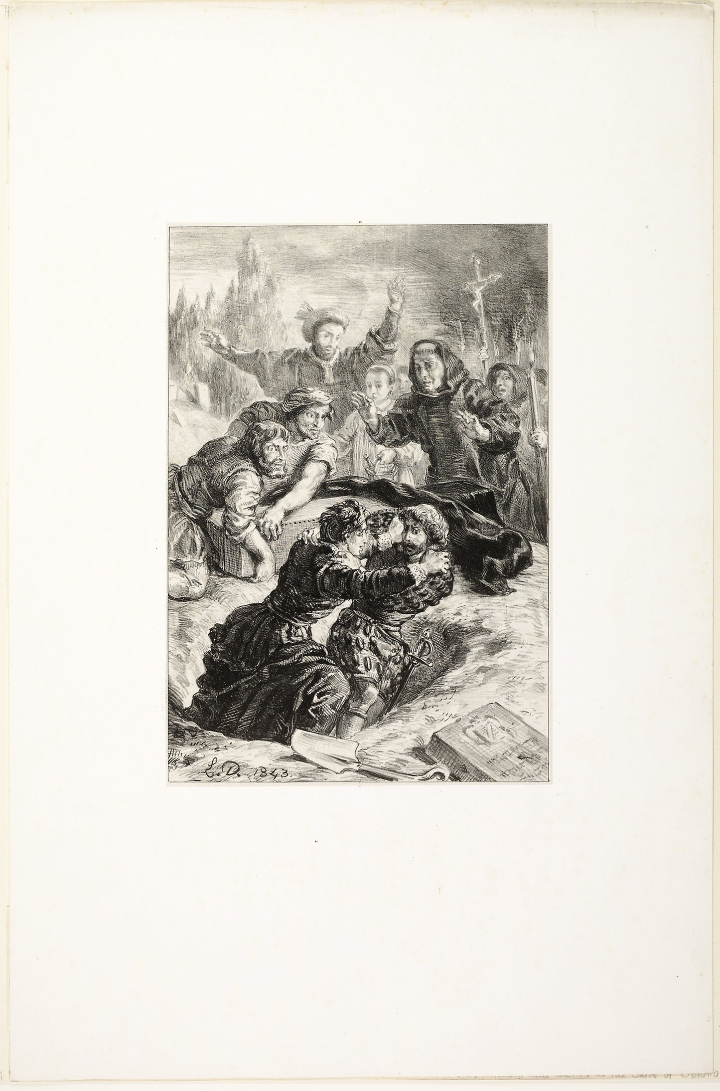 Hamlet and Laertes in Ophelia's Grave -  Eugène Delacroix,  Poster Print Wall Art