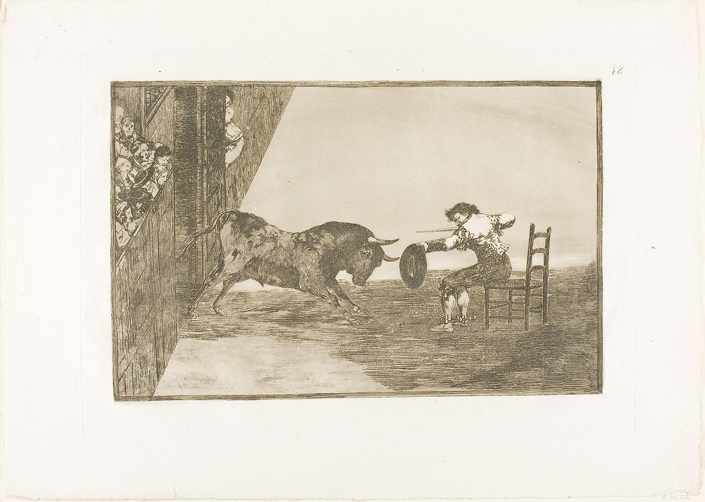 The daring of Martincho in the ring at Saragossa, plate 18 from The Art of Bullfighting -  Francisco José de Goya y Lucientes,  Poster Print Wall Art