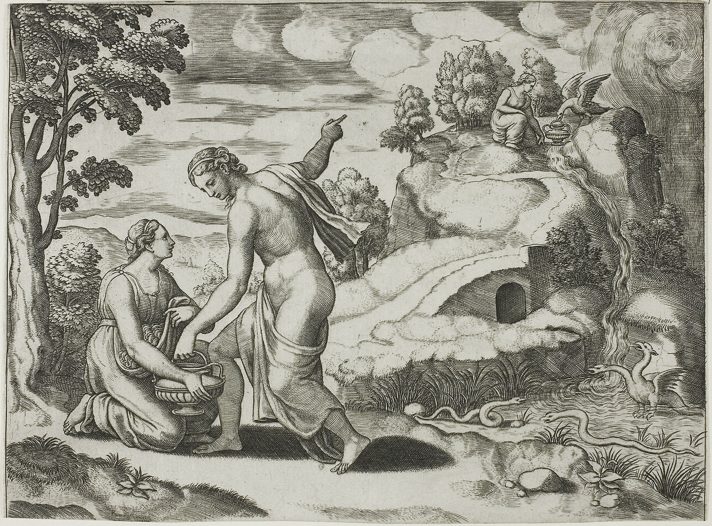 Isolated Subject from the Story of Psyche -  Master of the Die (Italian, active c. 1530-1560),  Poster Print Wall Art
