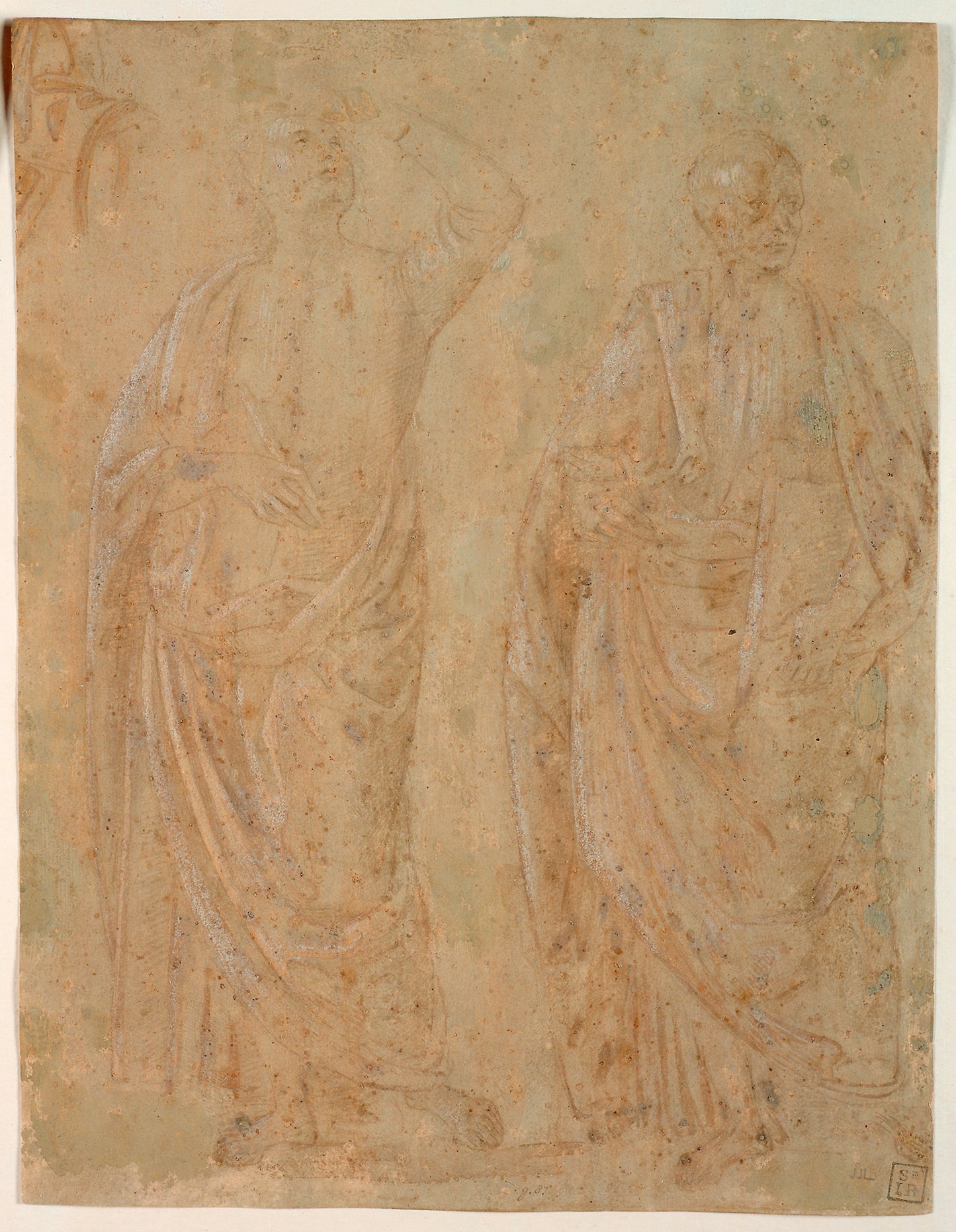 Two Standing Draped Male Figures -  Pietro di Cristoforo Vannucci, called Perugino, after,  Poster Print Wall Art