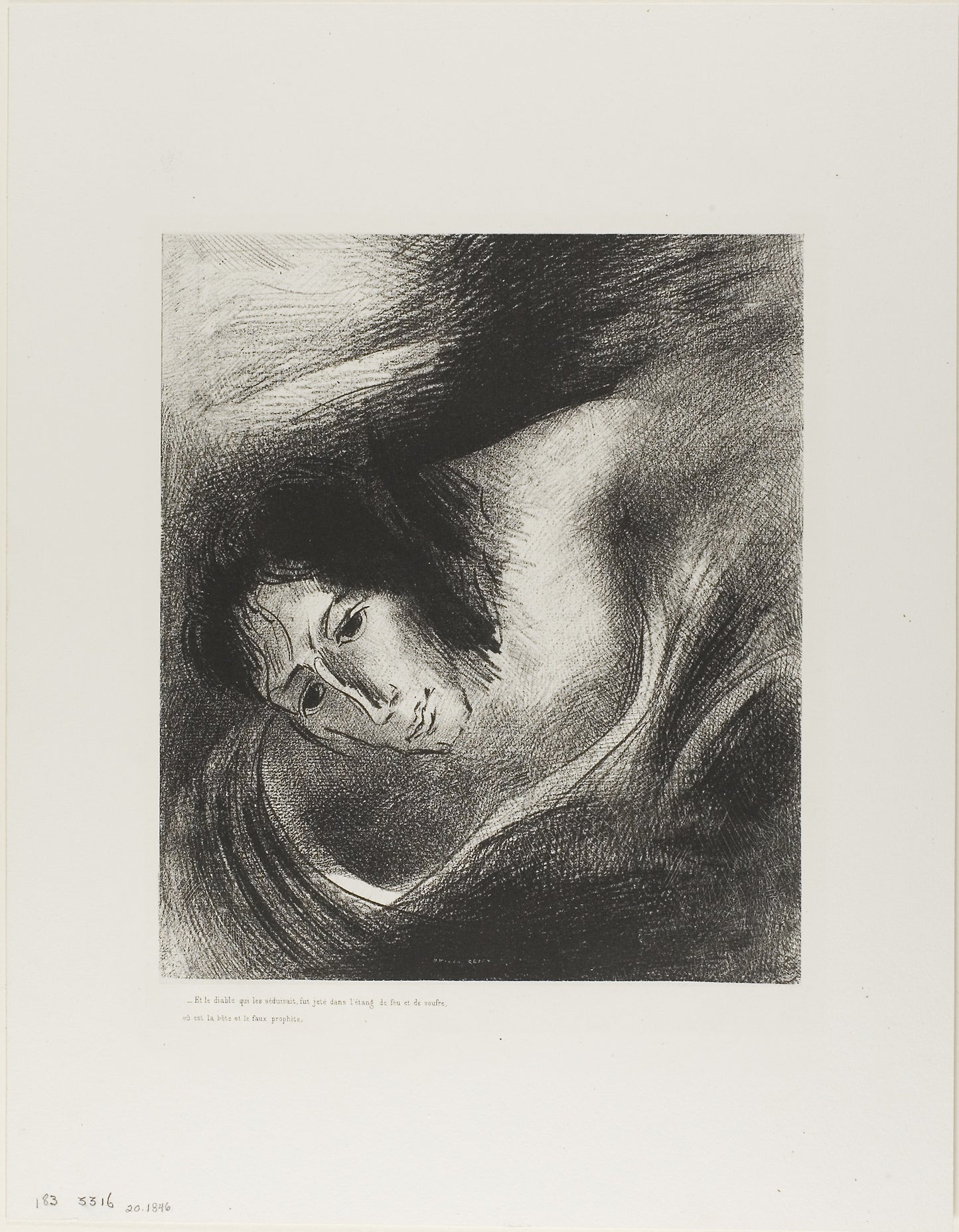 And the Devil that had Deceived them was Cast into the Lake of Fire and Brimstone, Where the Beast and the False Prophet Are, plate 10 of 12 -  Odilon Redon,  Poster Print Wall Art