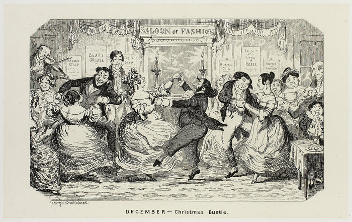 December - Christmas Bustle from George Cruikshank's Steel Etchings to The Comic Almanacks: 1835-1853: George Cruikshank (English, 1792-1878),16x12