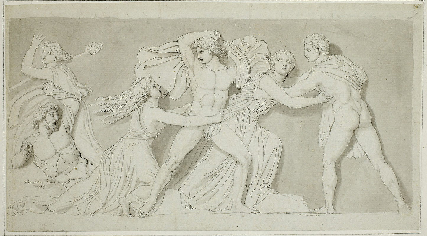 Amphion and Zethus Delivering their Mother Antiope from the Fury of Dirce and Lycus -  John Flaxman,  Poster Print Wall Art