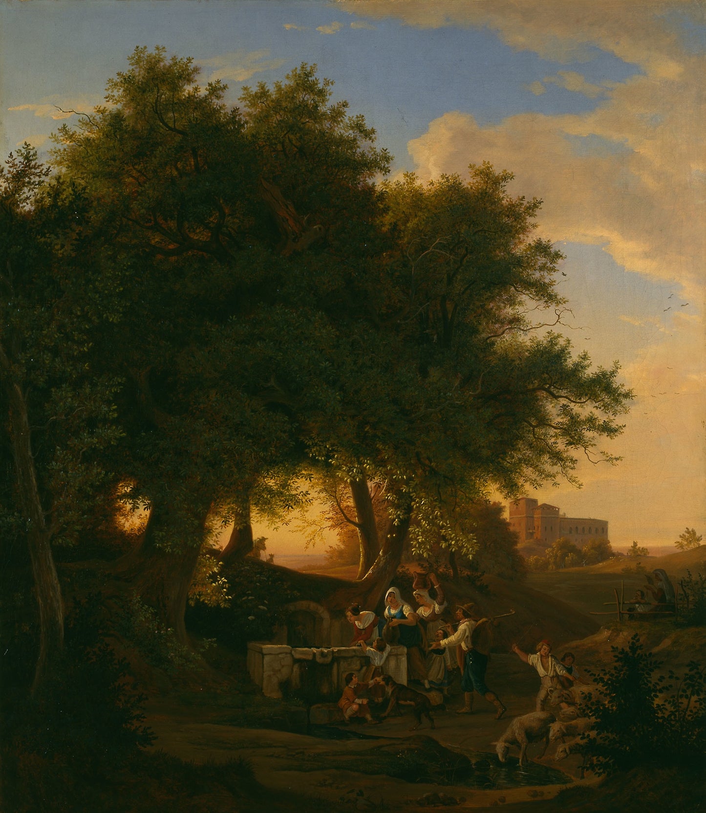 The Fountain at Grottaferrata -  Ludwig Richter,  Poster Print Wall Art