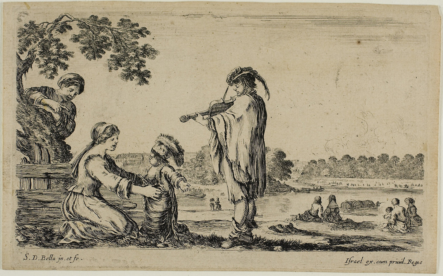 Standing Violinist, from Diverse Figures from the Countryside -  Stefano della Bella,  Poster Print Wall Art