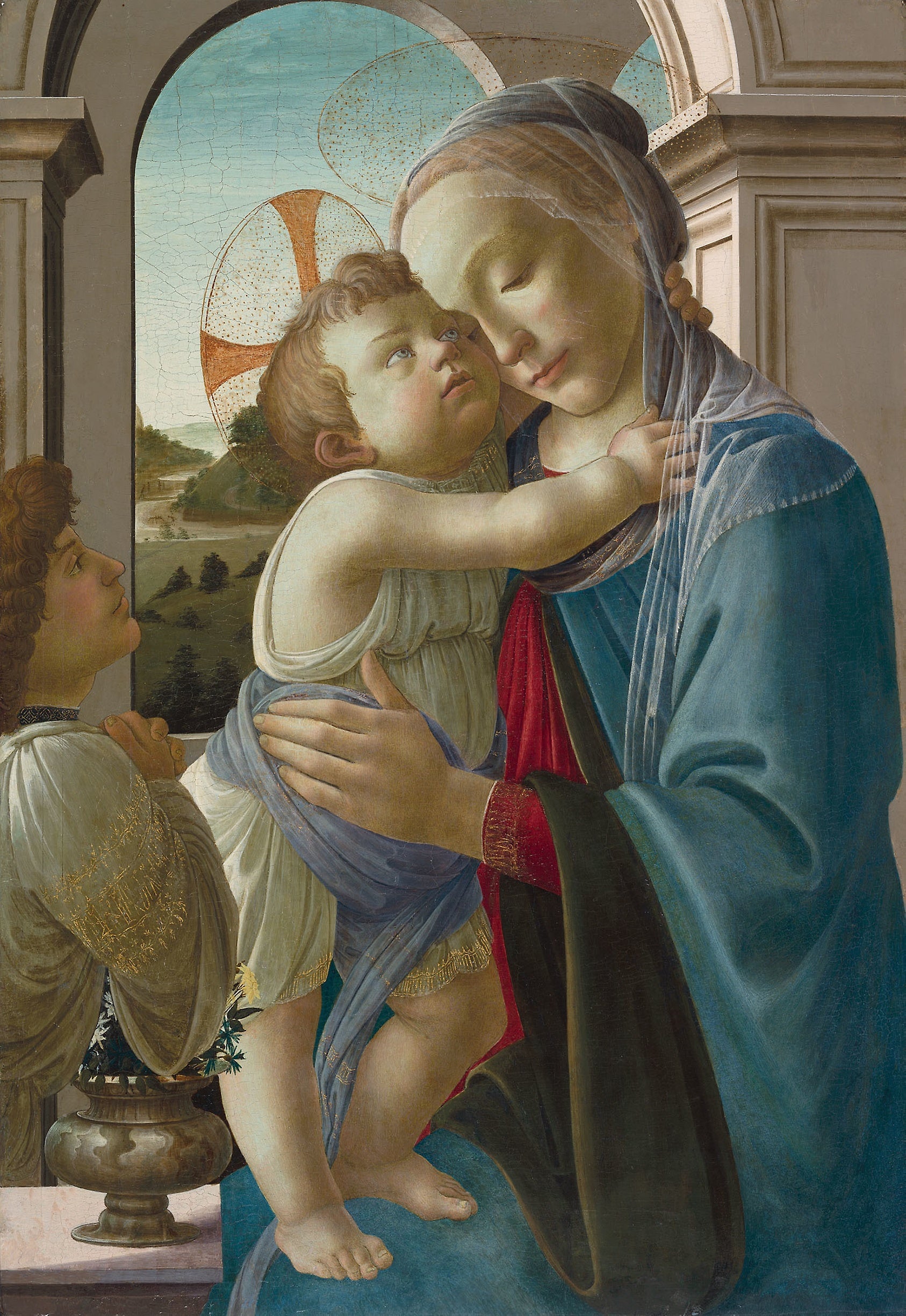 Virgin and Child with an Angel: Sandro Botticelli (Alessandro Filipepi),16x12"(A3) Poster