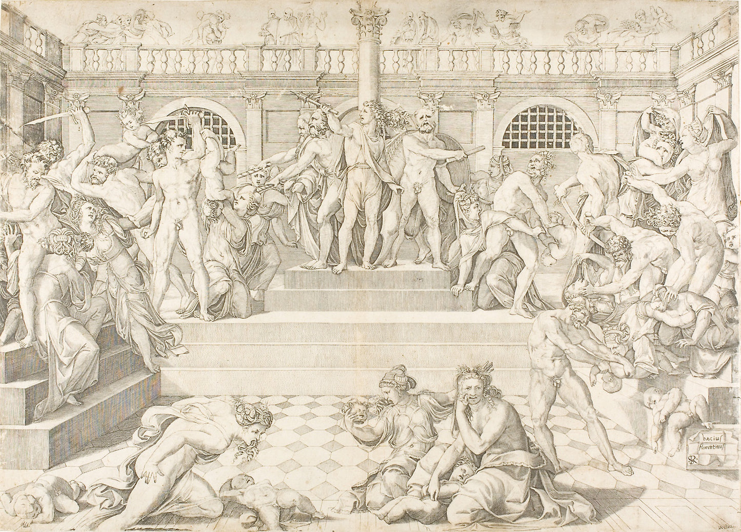 The Massacre of the Innocents: Marco Dente da Ravenna (Italian, active 1515-1527), Poster Print Wall Art