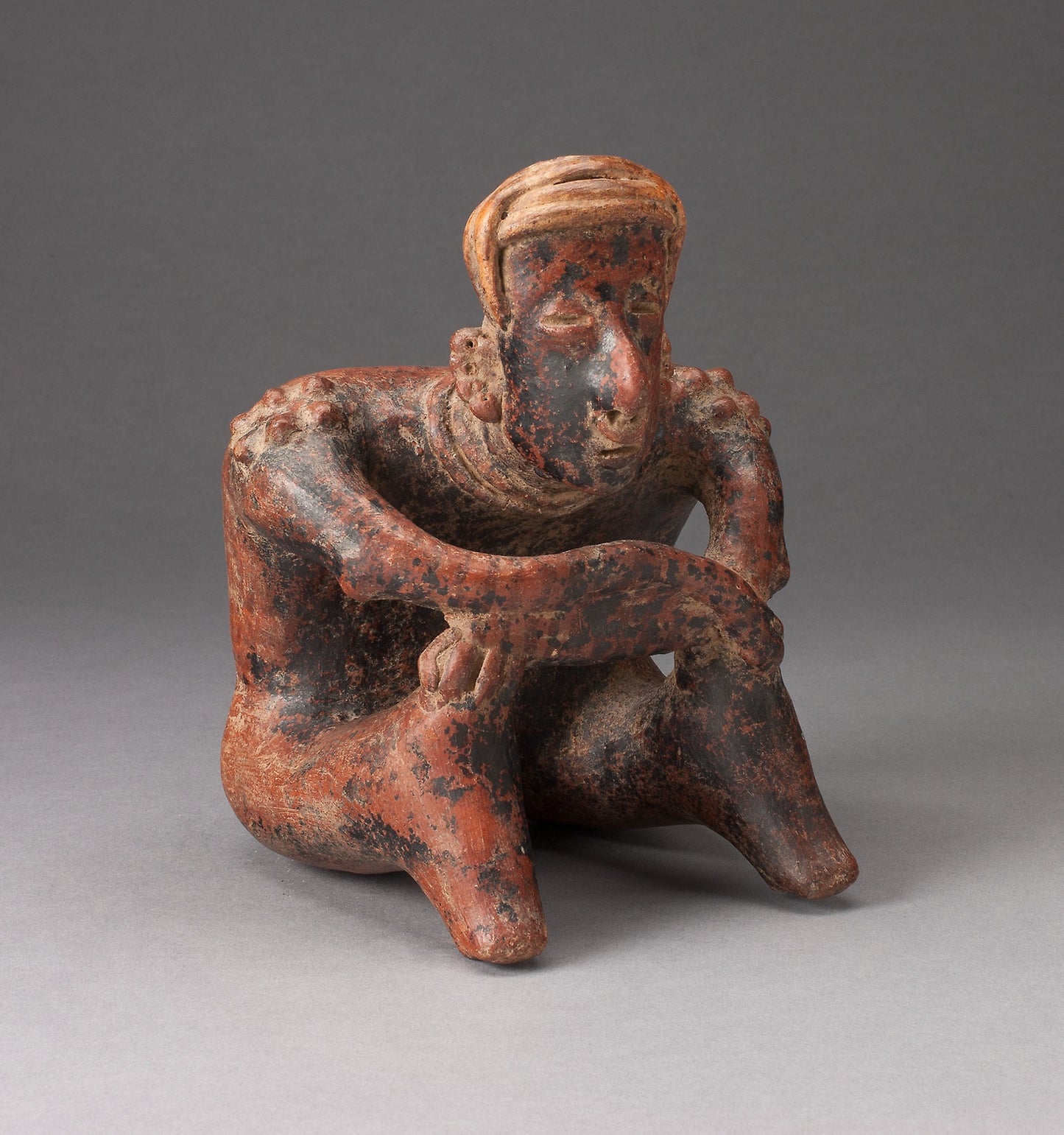Seated Male Figure Leaning Forward with Arms Crossed over Knees -  Nayarit,  Poster Print Wall Art