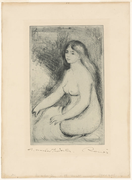 Seated Bather: Pierre Auguste Renoir (French, 1841-1919),16x12"(A3) Poster
