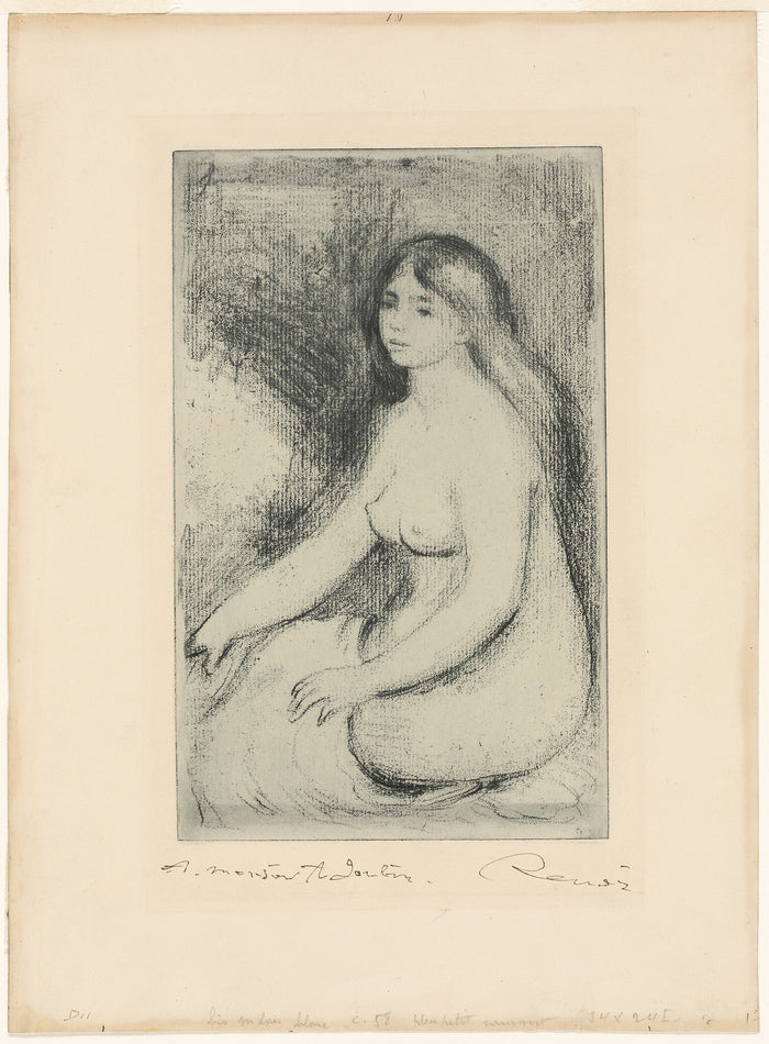 Seated Bather: Pierre Auguste Renoir (French, 1841-1919),16x12