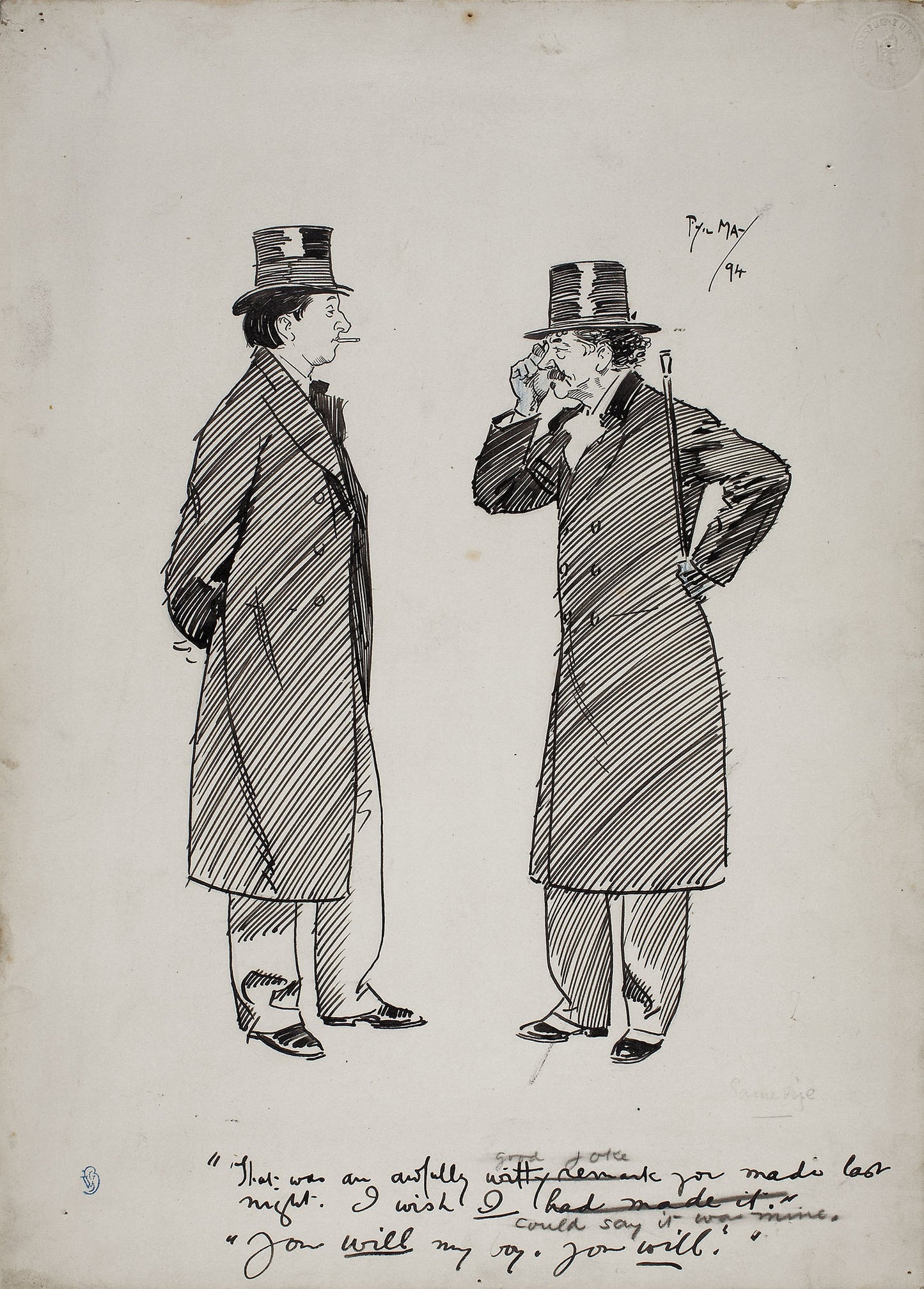 Oscar Wilde and Whistler -  Philip William May,  Poster Print Wall Art