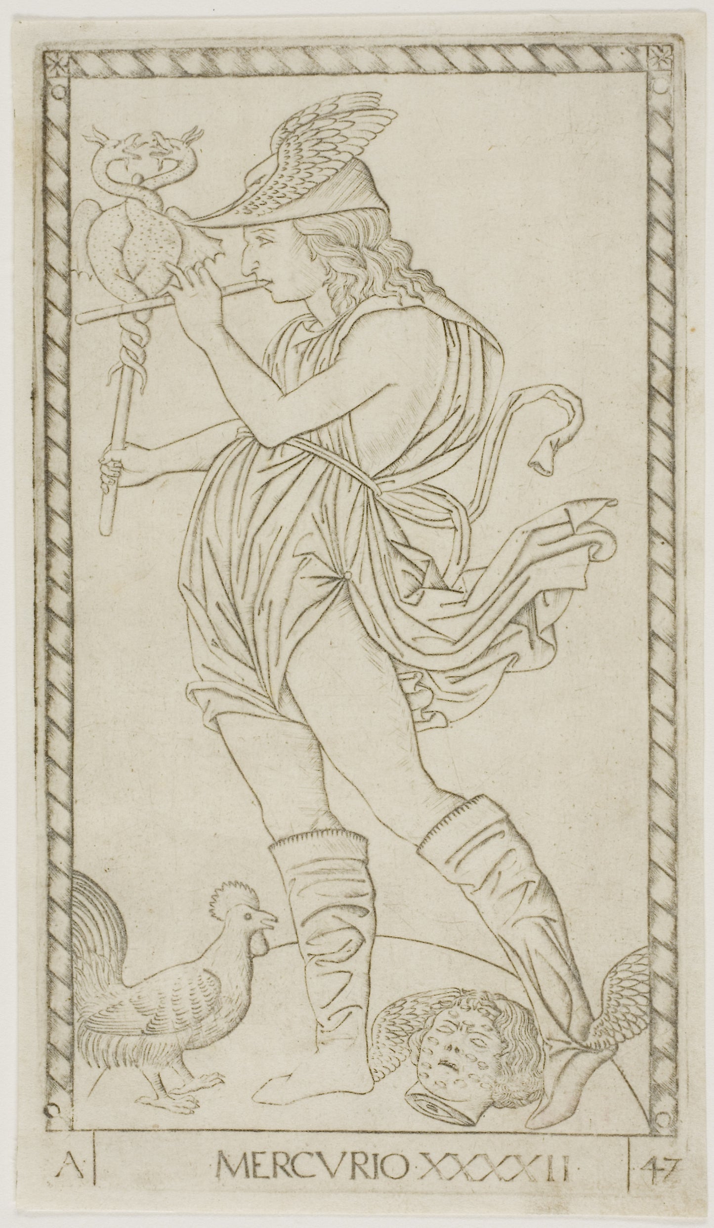 Mercury, plate 42 from Planets and Spheres -  Master of the E-Series Tarocchi,  Poster Print Wall Art