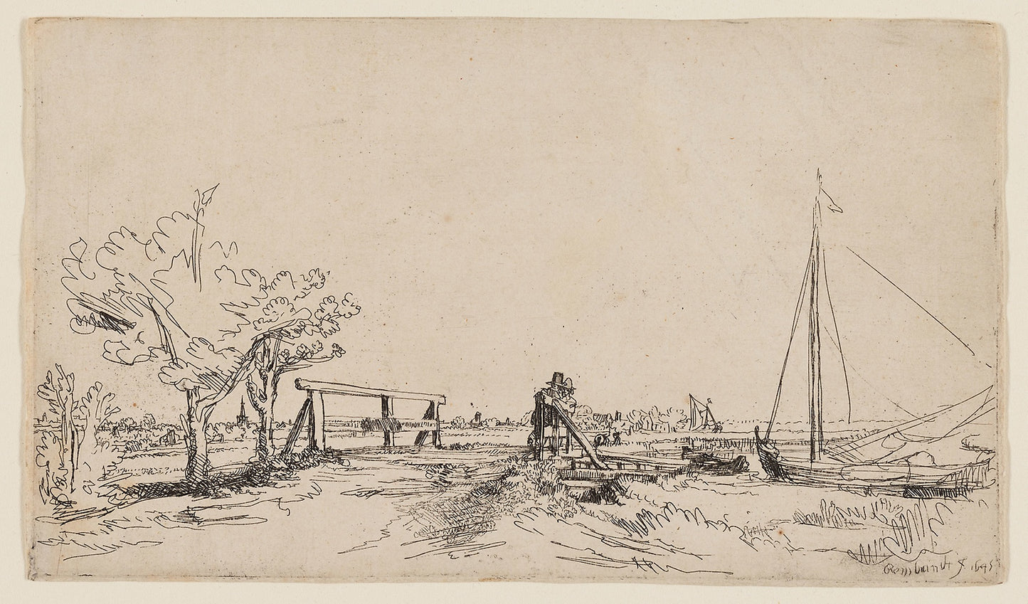 The Bridge at Klein Kostverloren on the Amstel -  Rembrandt van Rijn,  Poster Print Wall Art