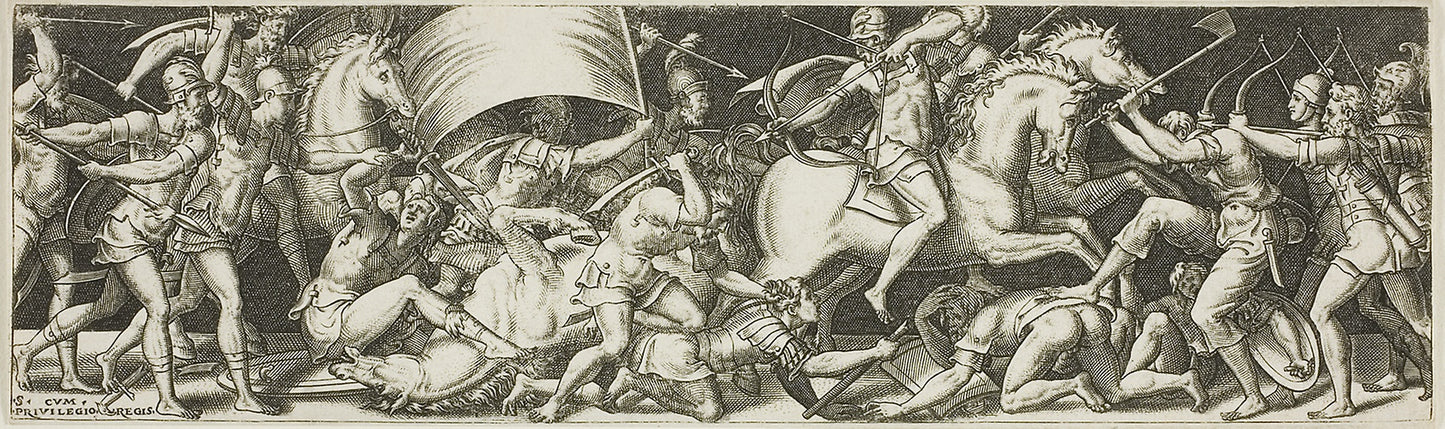 Battle of Cavaliers and Infantrymen -  Etienne Delaune,  Poster Print Wall Art