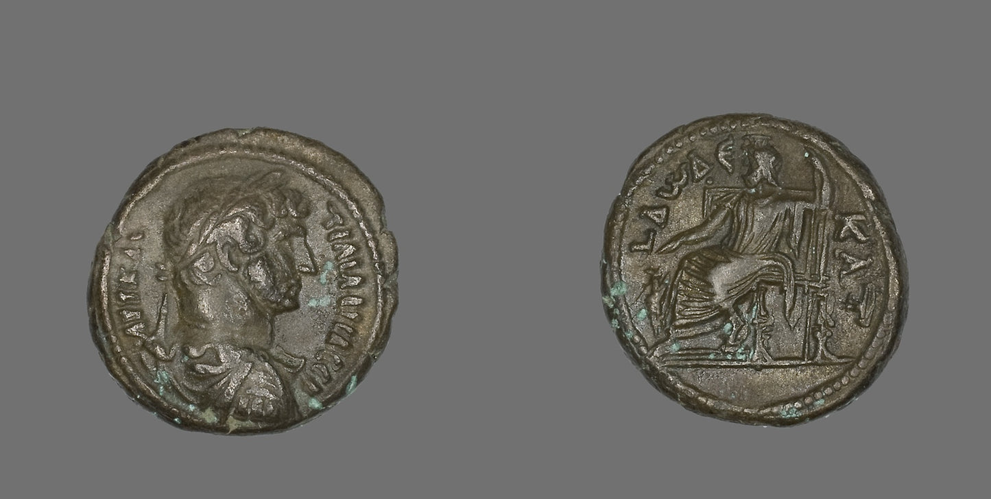 Tetradrachm (Coin) Portraying Emperor Hadrian -  Roman, minted in Alexandria, Egypt,  Poster Print Wall Art